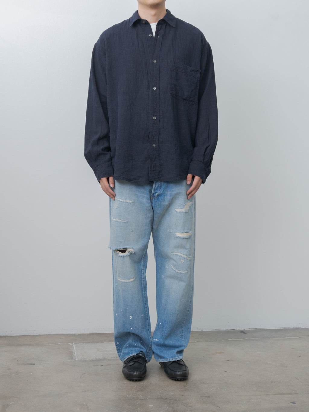 Namu Shop - Herill Linen Work Shirt - Navy