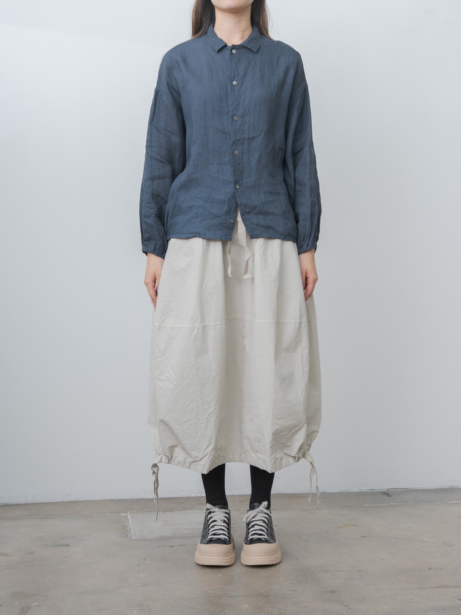 Sumi Dyed Linen Shirt Jacket - Gray Blue