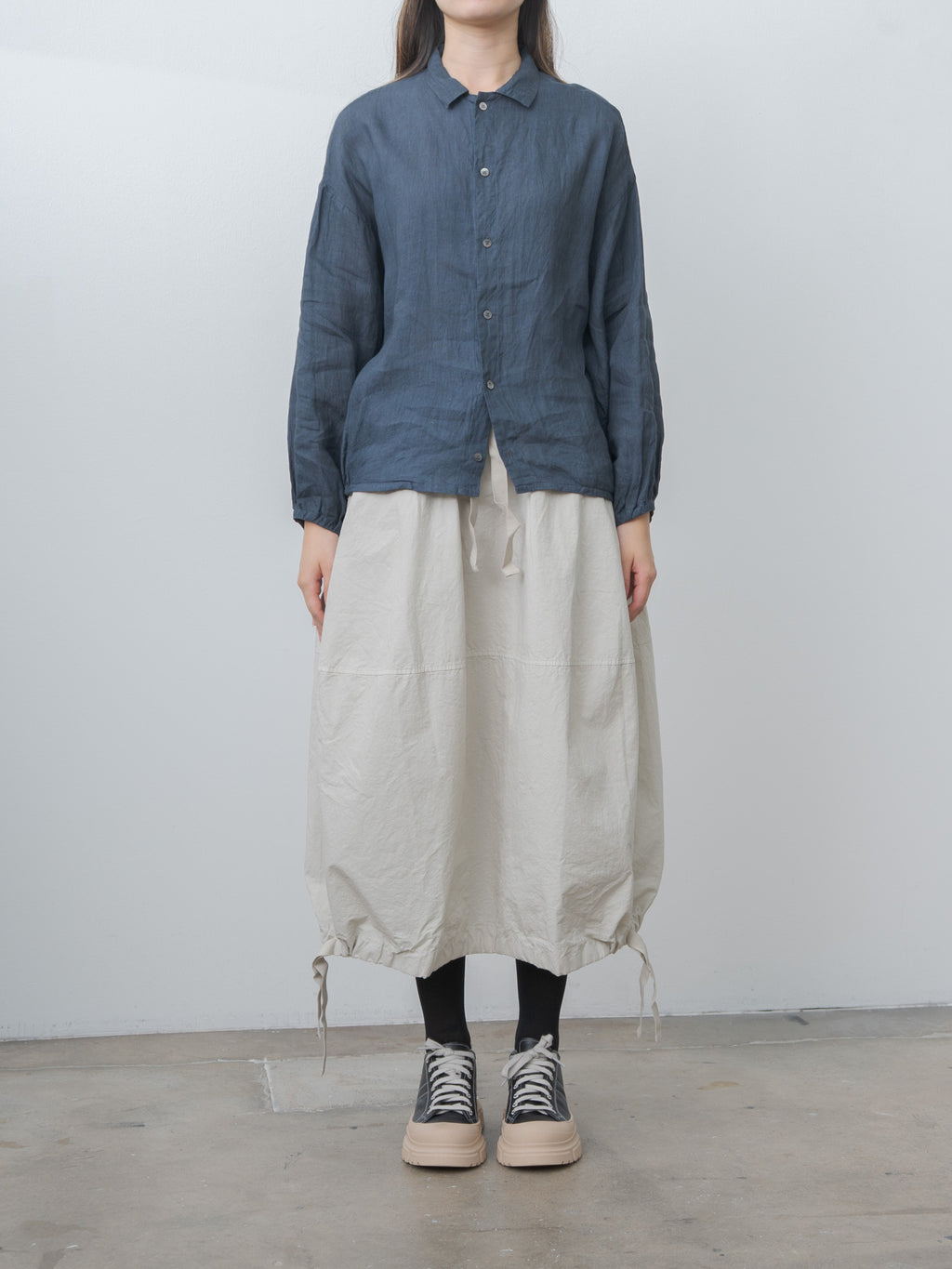 Sumi Dyed Linen Shirt Jacket - Gray Blue
