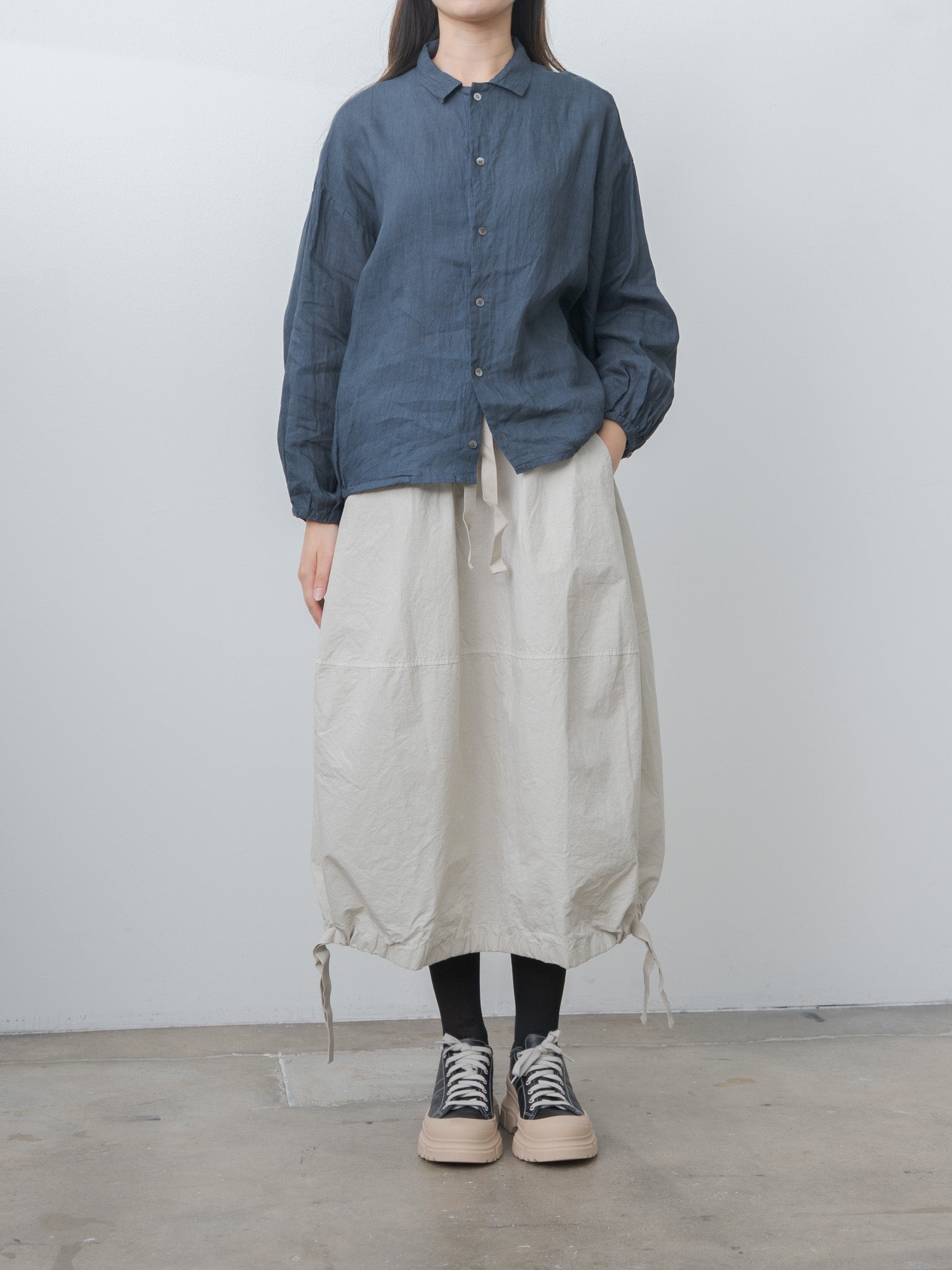Sumi Dyed Linen Shirt Jacket - Gray Blue