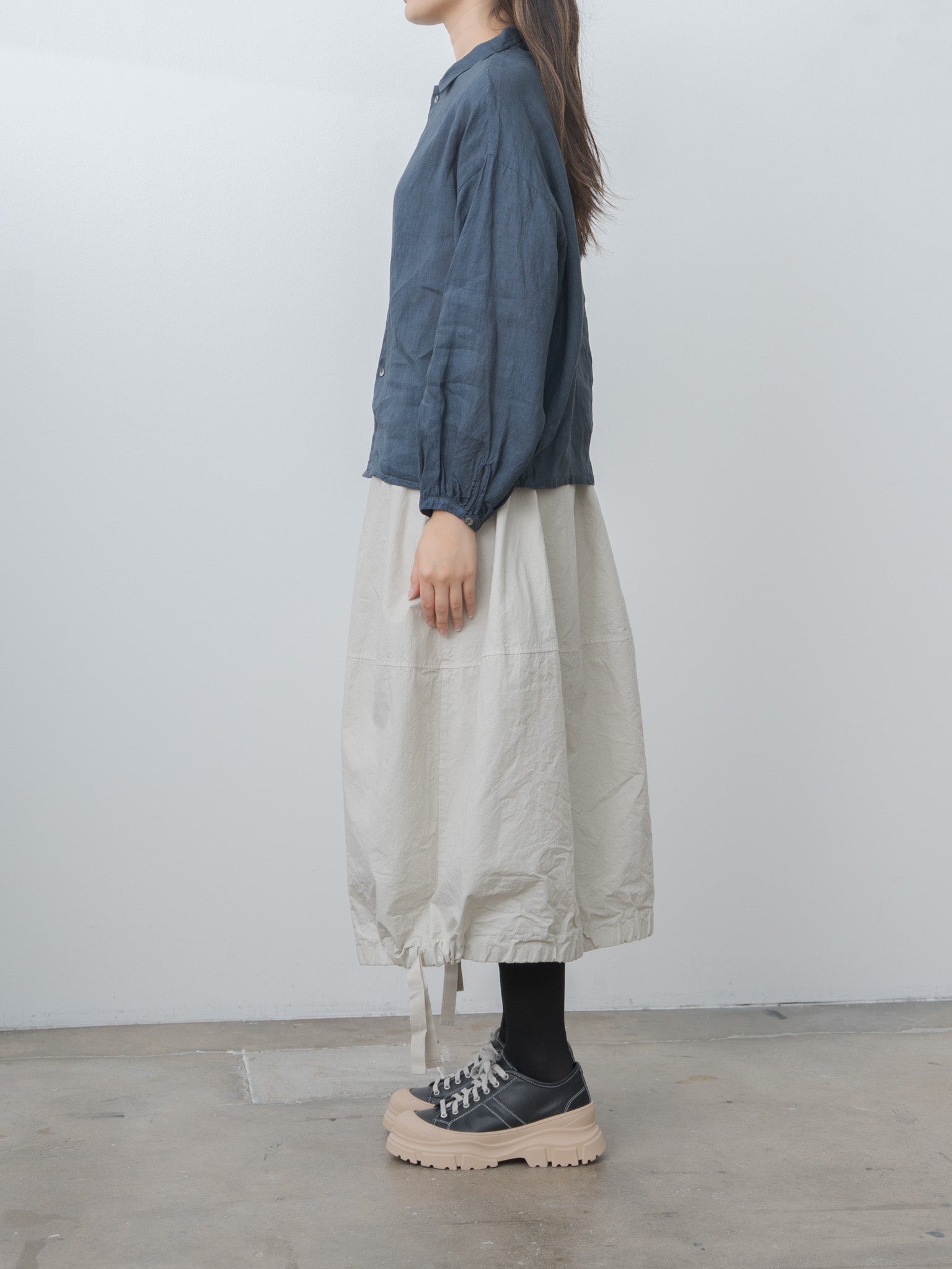 Sumi Dyed Linen Shirt Jacket - Gray Blue