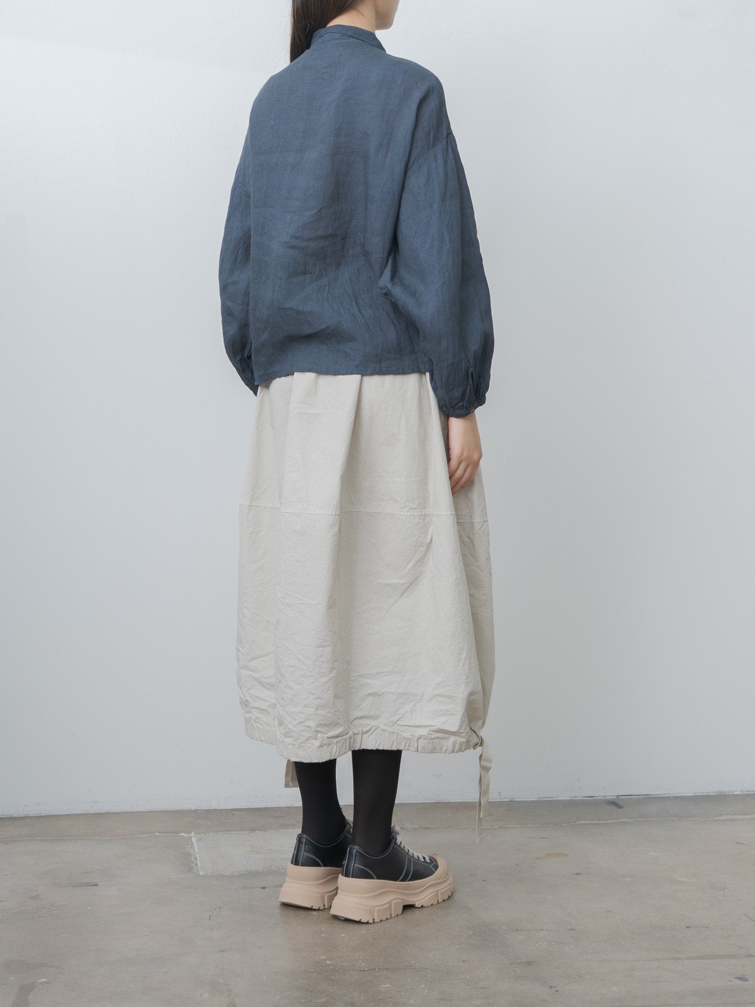 Sumi Dyed Linen Shirt Jacket - Gray Blue