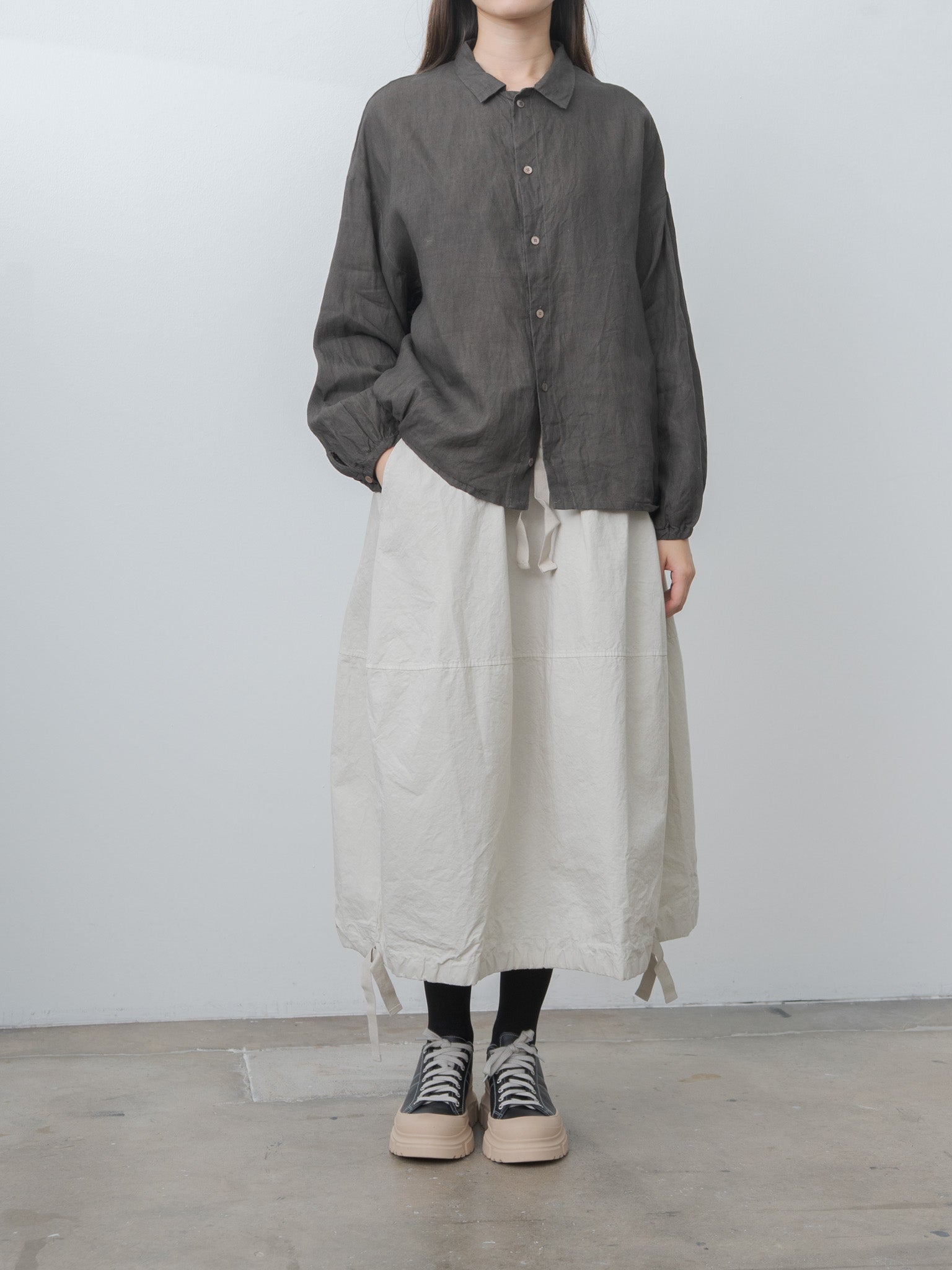 Sumi Dyed Linen Shirt Jacket - Brown