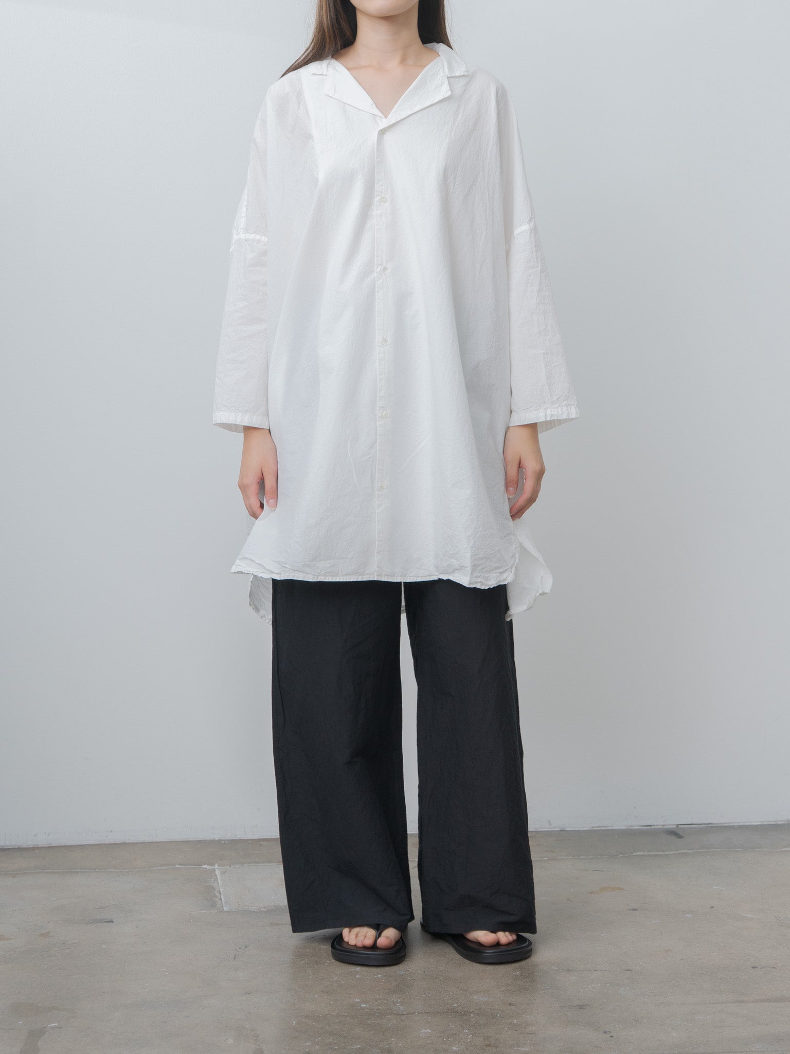 Shrink Open Collar Shirt - White