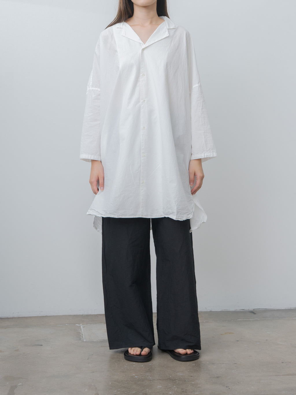 Shrink Open Collar Shirt - White