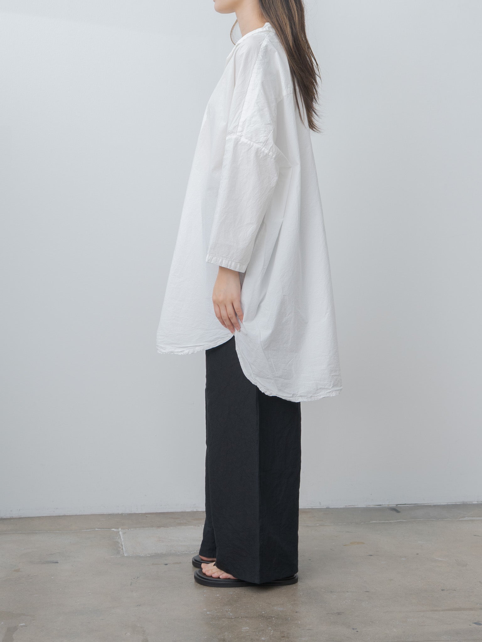 Shrink Open Collar Shirt - White