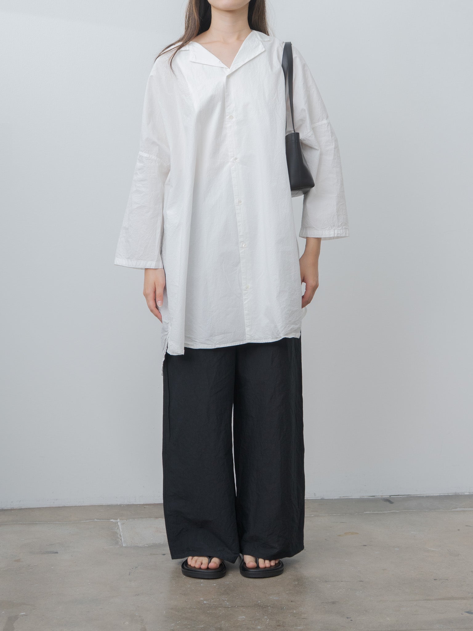 Shrink Open Collar Shirt - White
