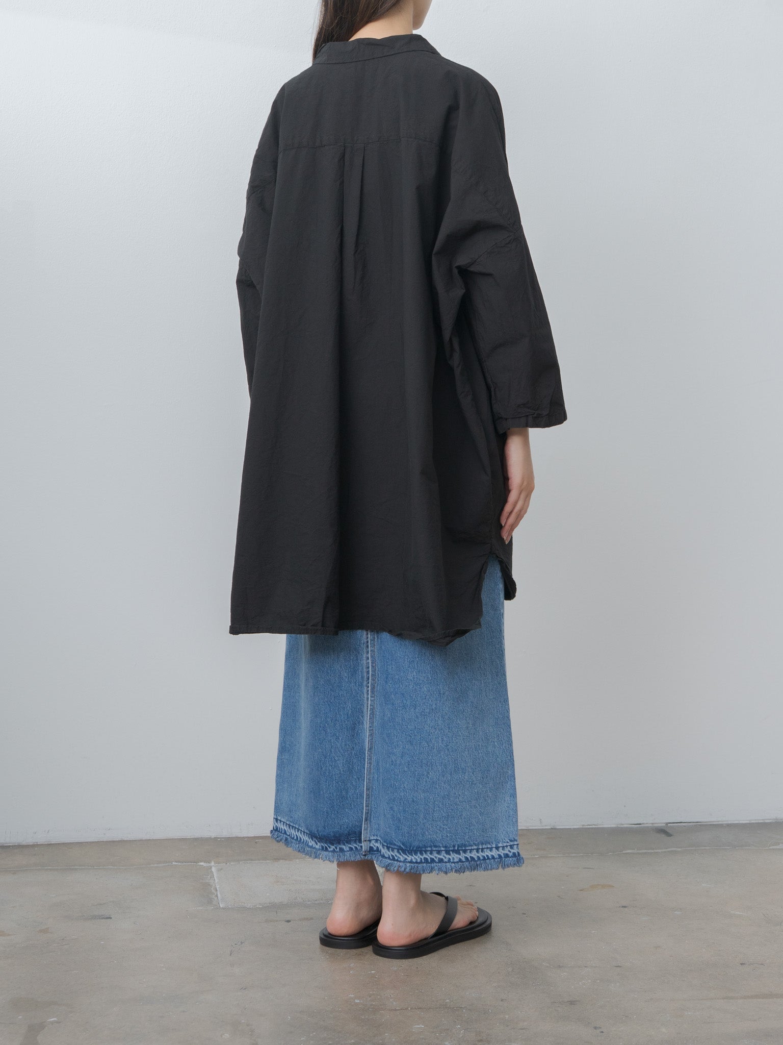 Shrink Open Collar Shirt - Black