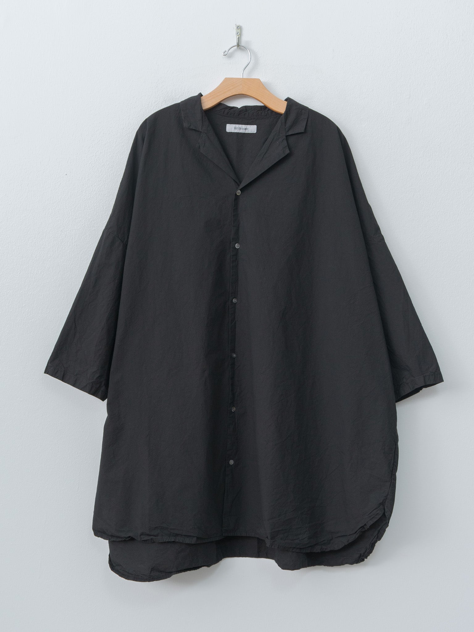 Shrink Open Collar Shirt - Black