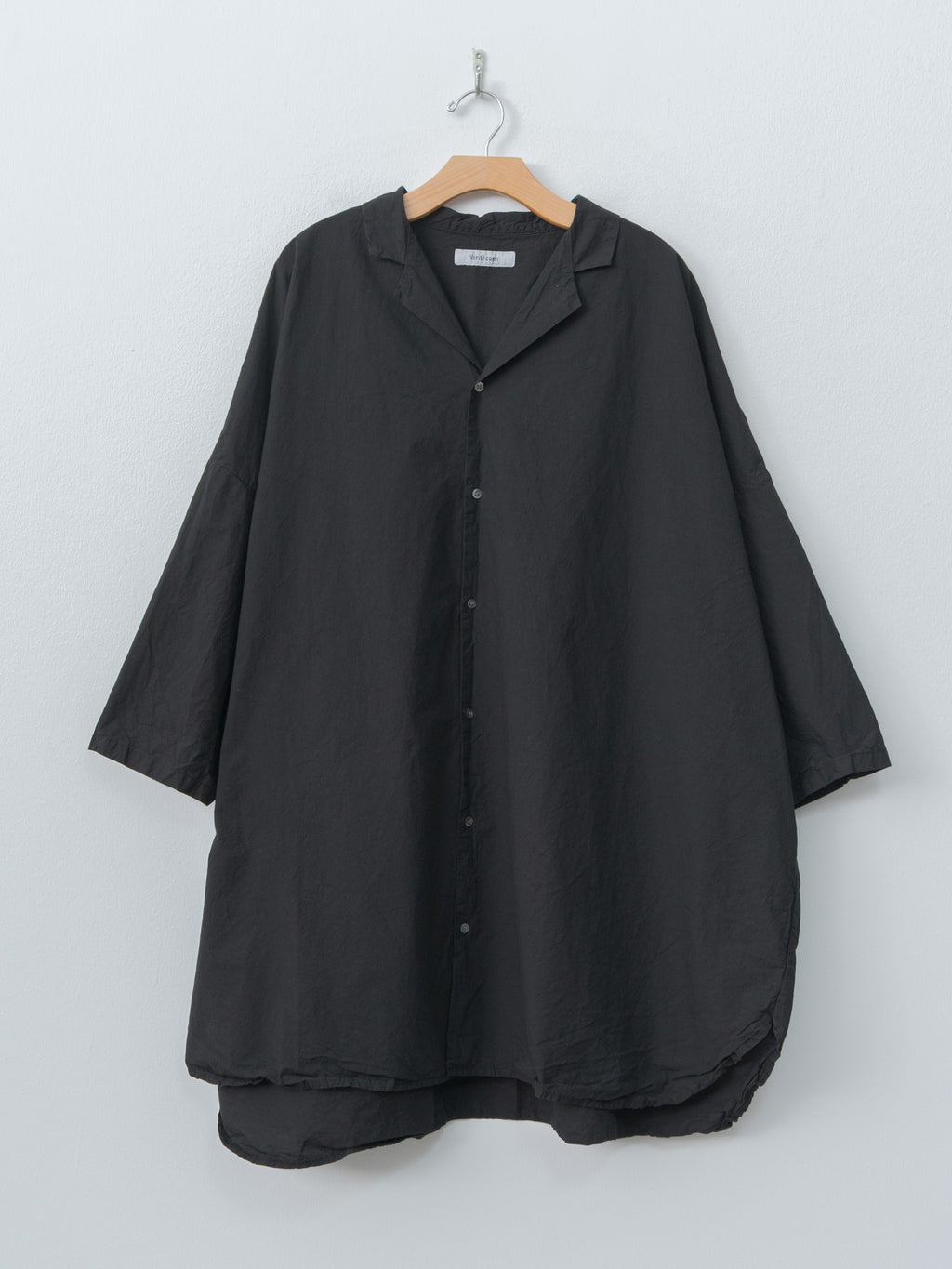Shrink Open Collar Shirt - Black