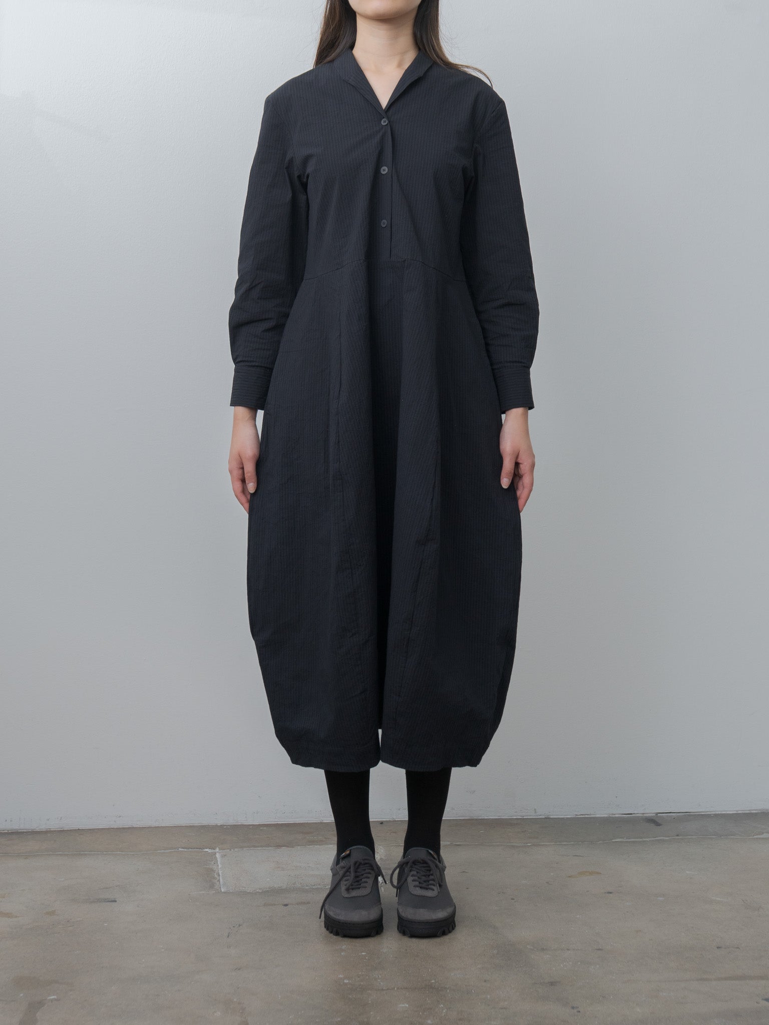 Letty Dress - Black Navy Stripe