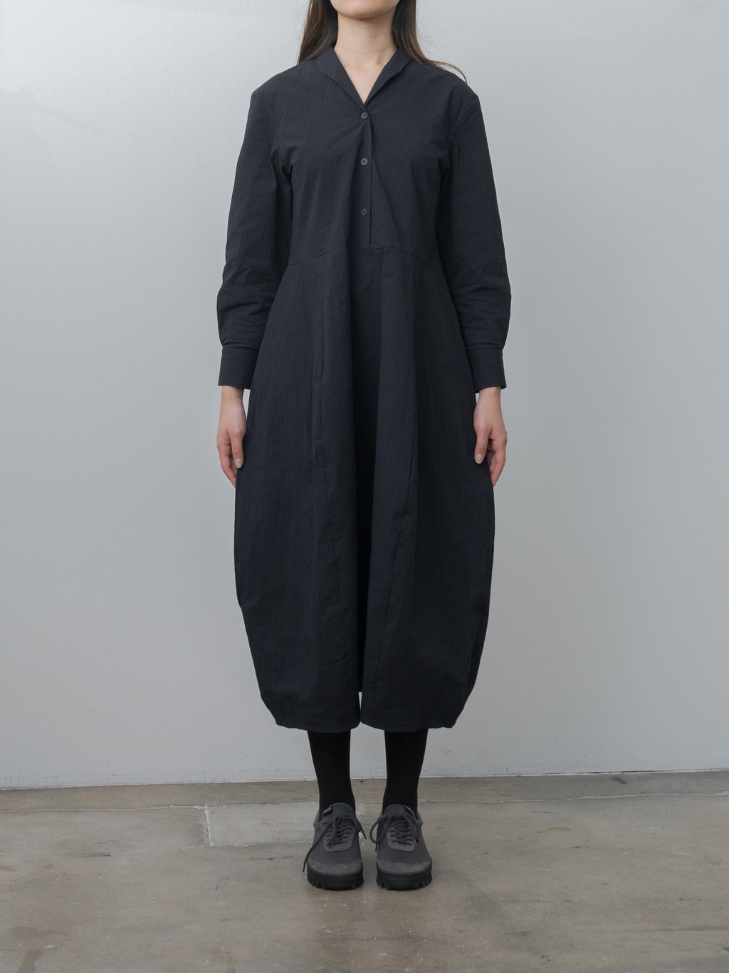 Letty Dress - Black Navy Stripe