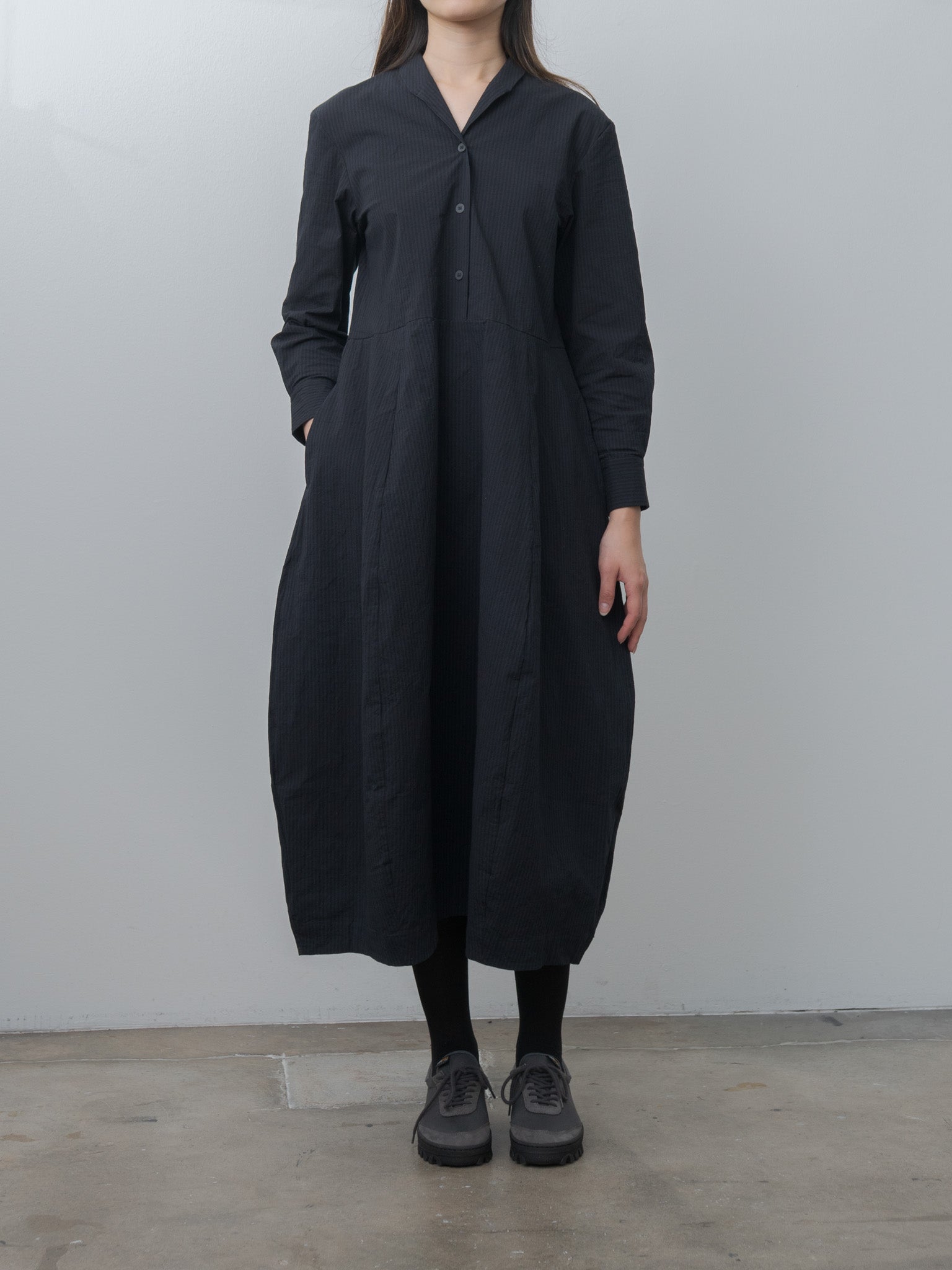 Letty Dress - Black Navy Stripe