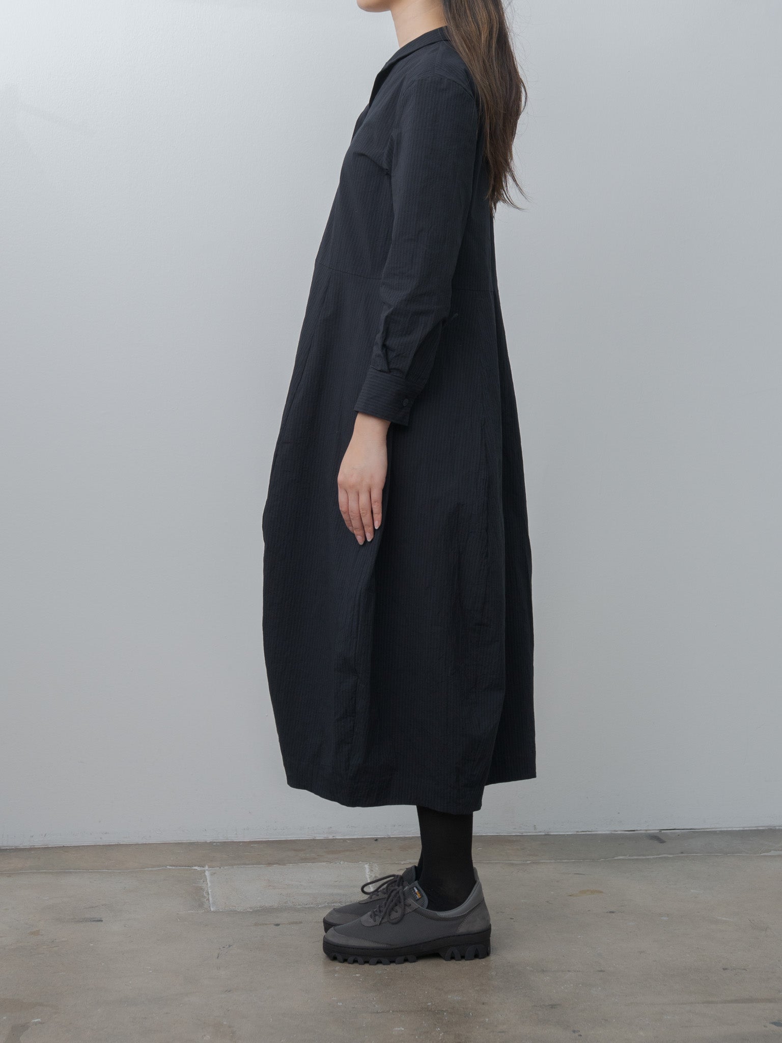 Letty Dress - Black Navy Stripe