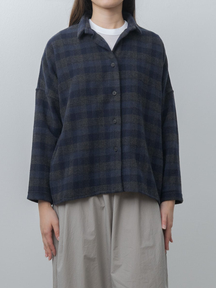 Tina Shirt - Carbon Check Wool Cash