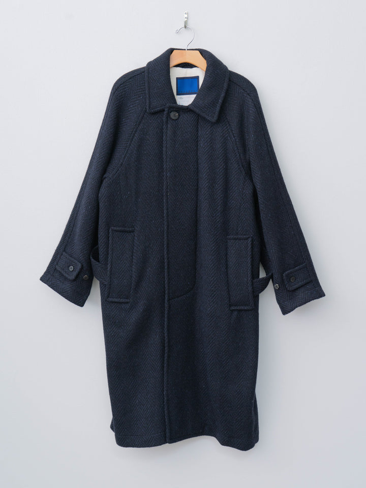 Namu Shop - Document Donegal Tweed Oversized Balmacaan Coat - Navy (restocked)