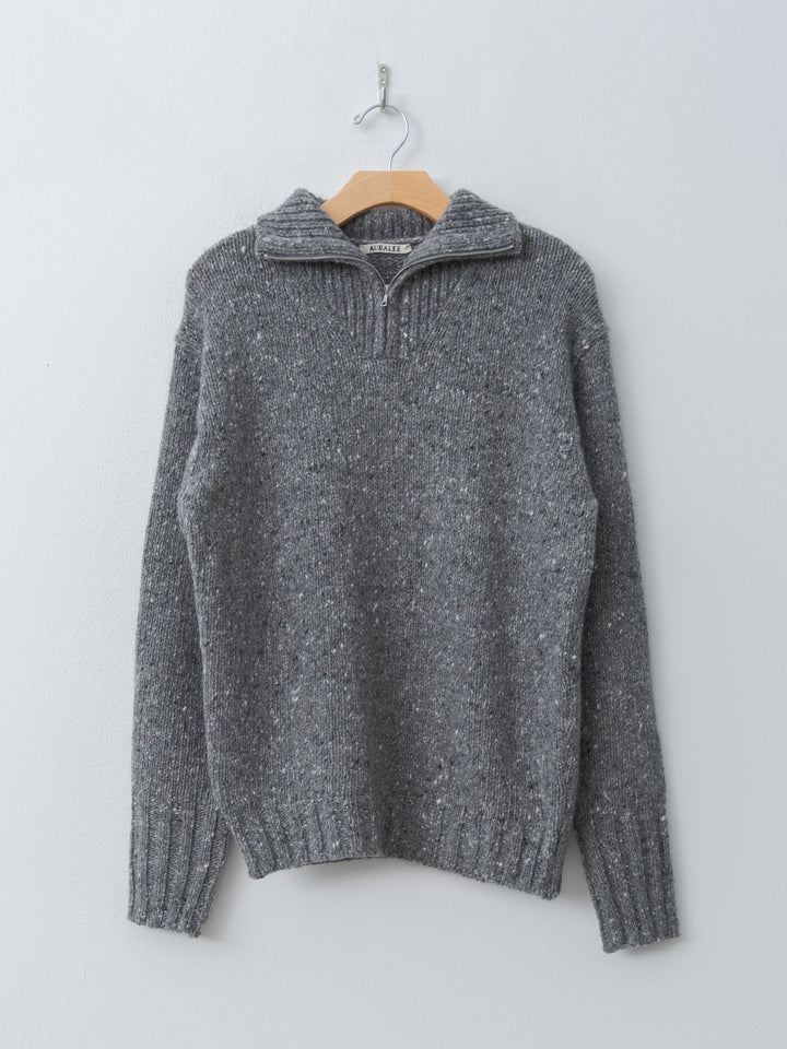 Namu Shop - Auralee Low-Gauge Homespun Tweed Knit Zip Turtle
