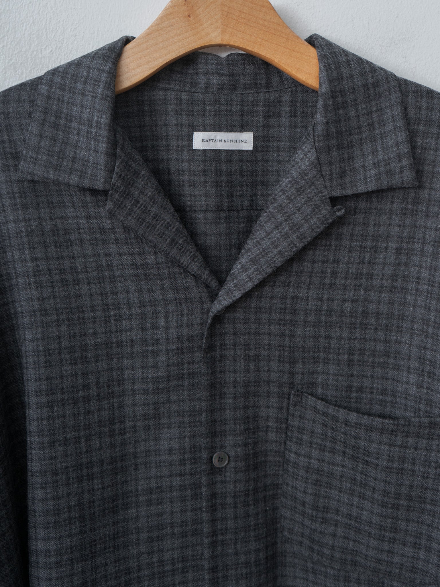 Namu Shop - Kaptain Sunshine Wool Plaid Open Collar Shirt