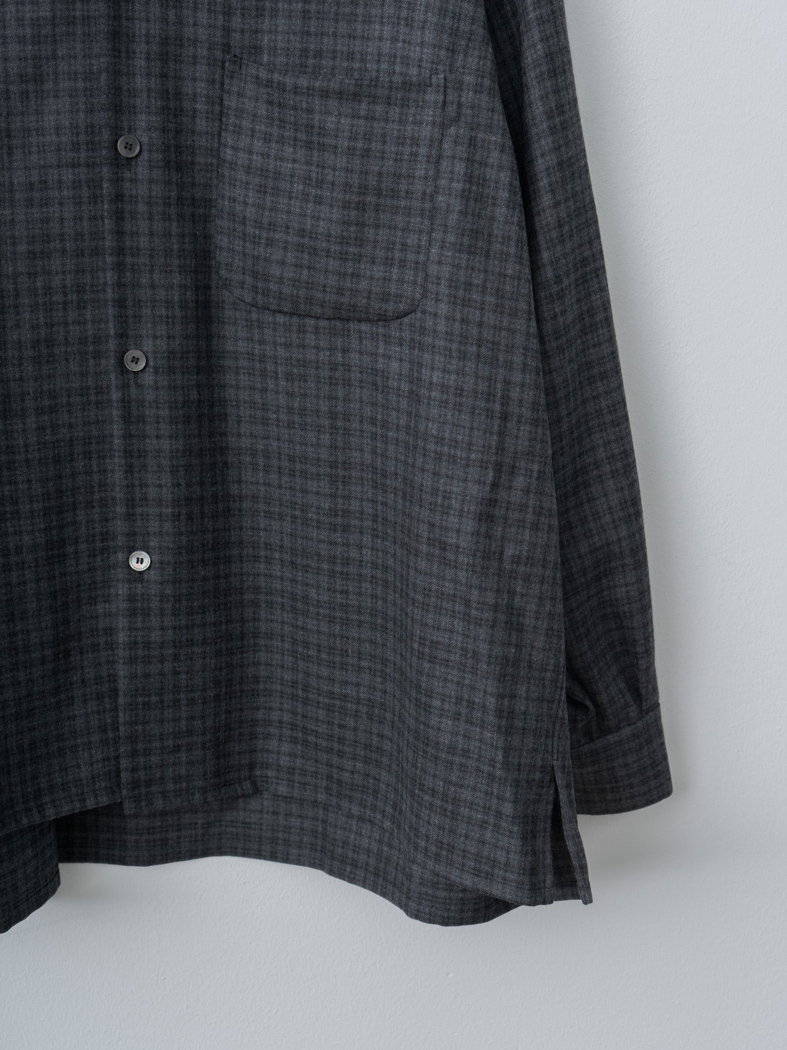 Namu Shop - Kaptain Sunshine Wool Plaid Open Collar Shirt