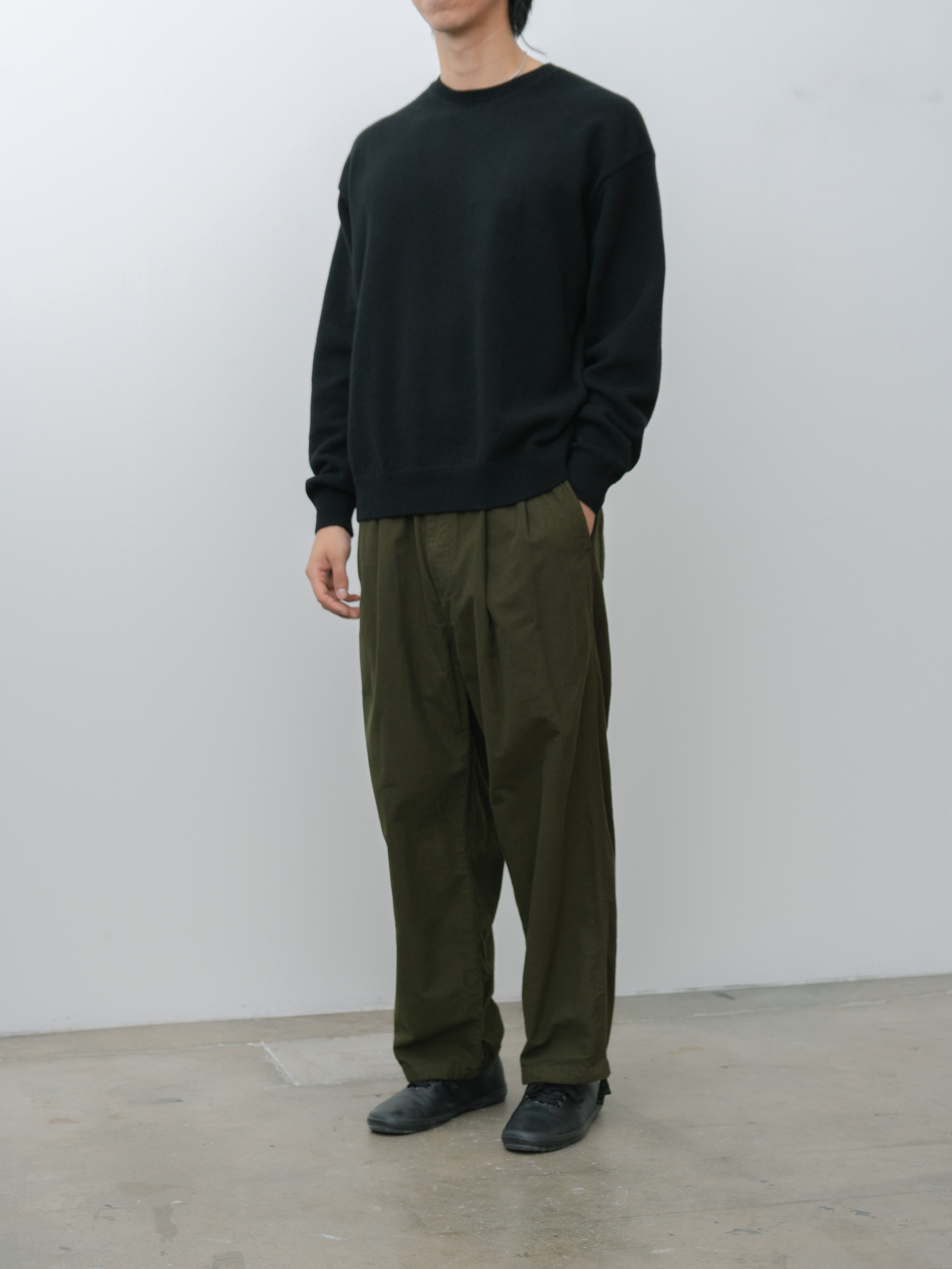 Namu Shop - Yoko Sakamoto Brushed Cotton Wide Pants - Olive