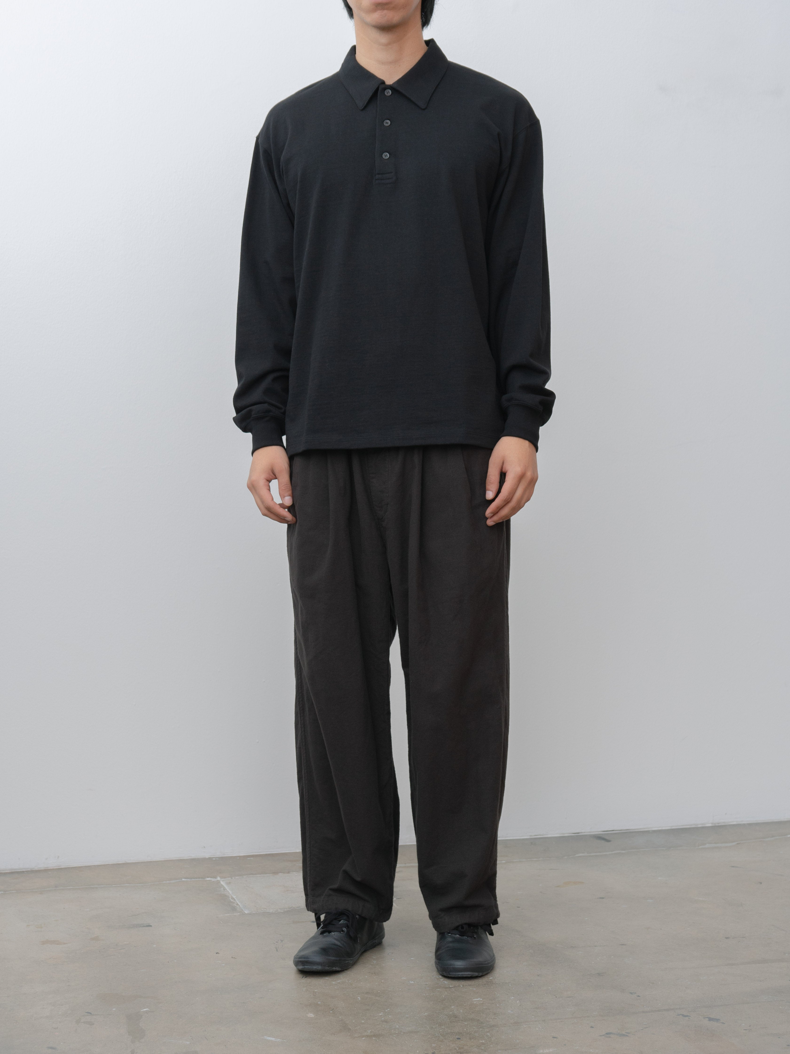 Namu Shop - Yoko Sakamoto Tsuriami L/S Polo - Black