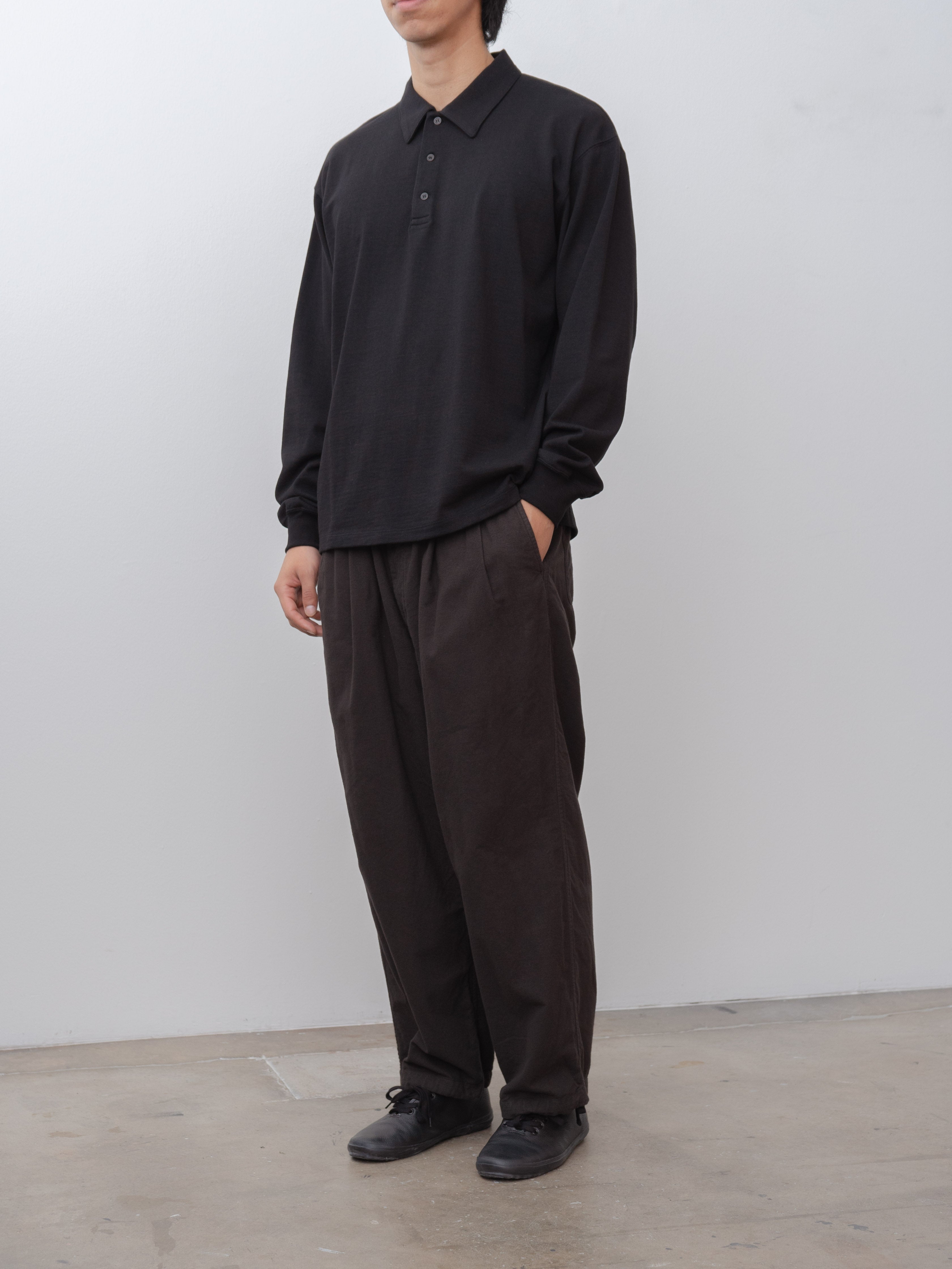 Namu Shop - Yoko Sakamoto Tsuriami L/S Polo - Black