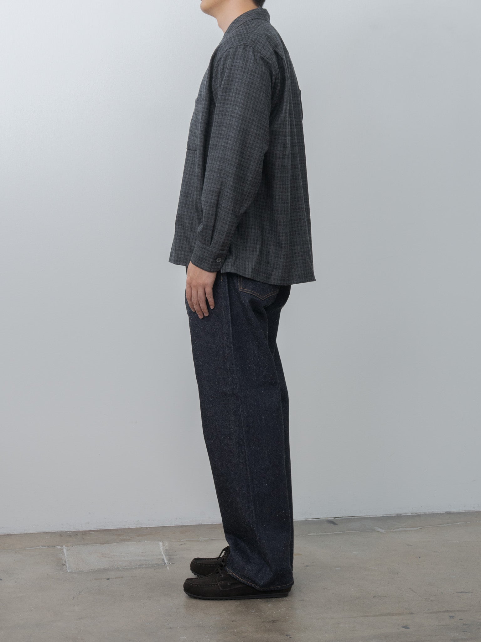 Namu Shop - Kaptain Sunshine Wool Plaid Open Collar Shirt