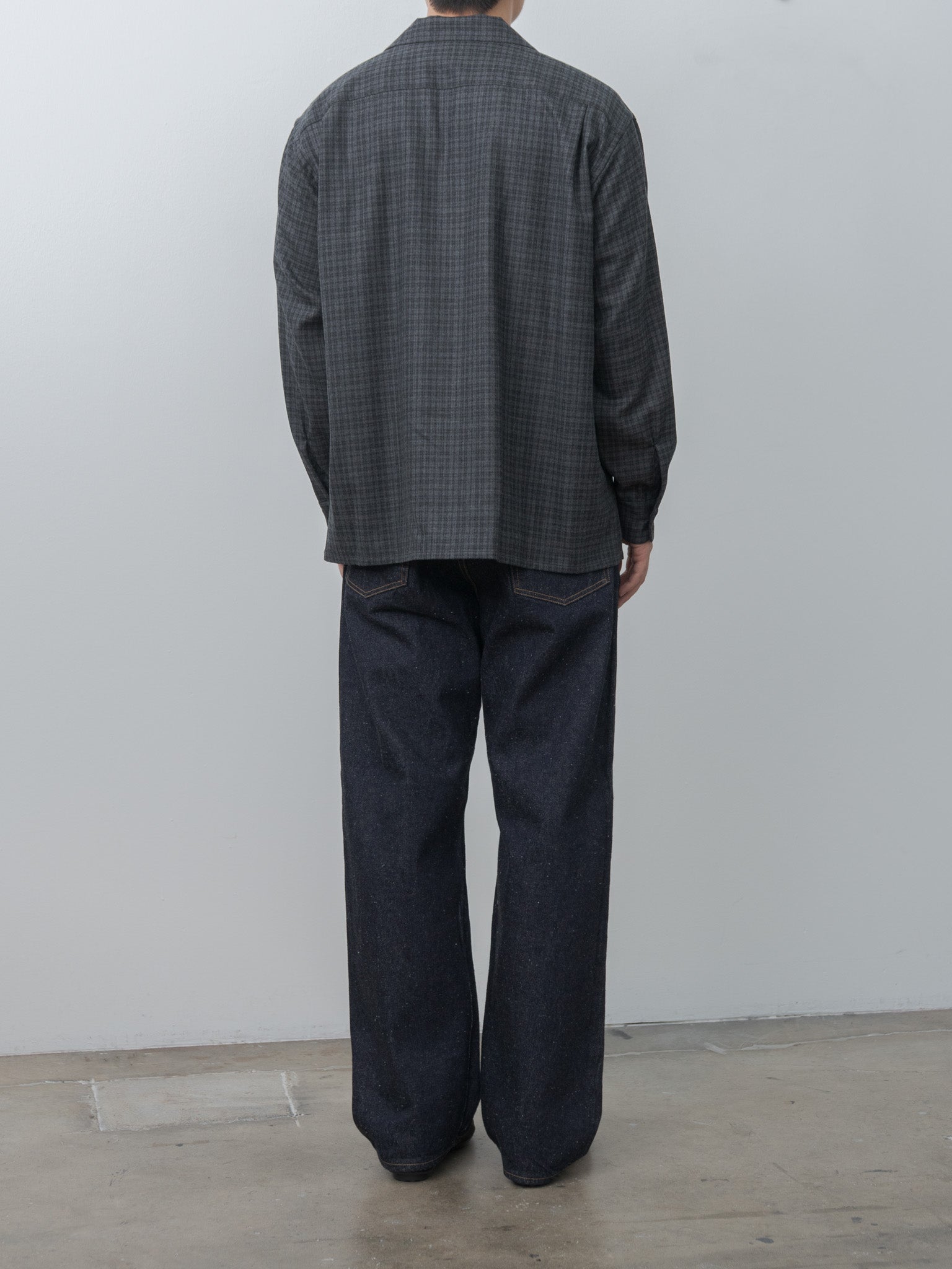 Namu Shop - Kaptain Sunshine Wool Plaid Open Collar Shirt
