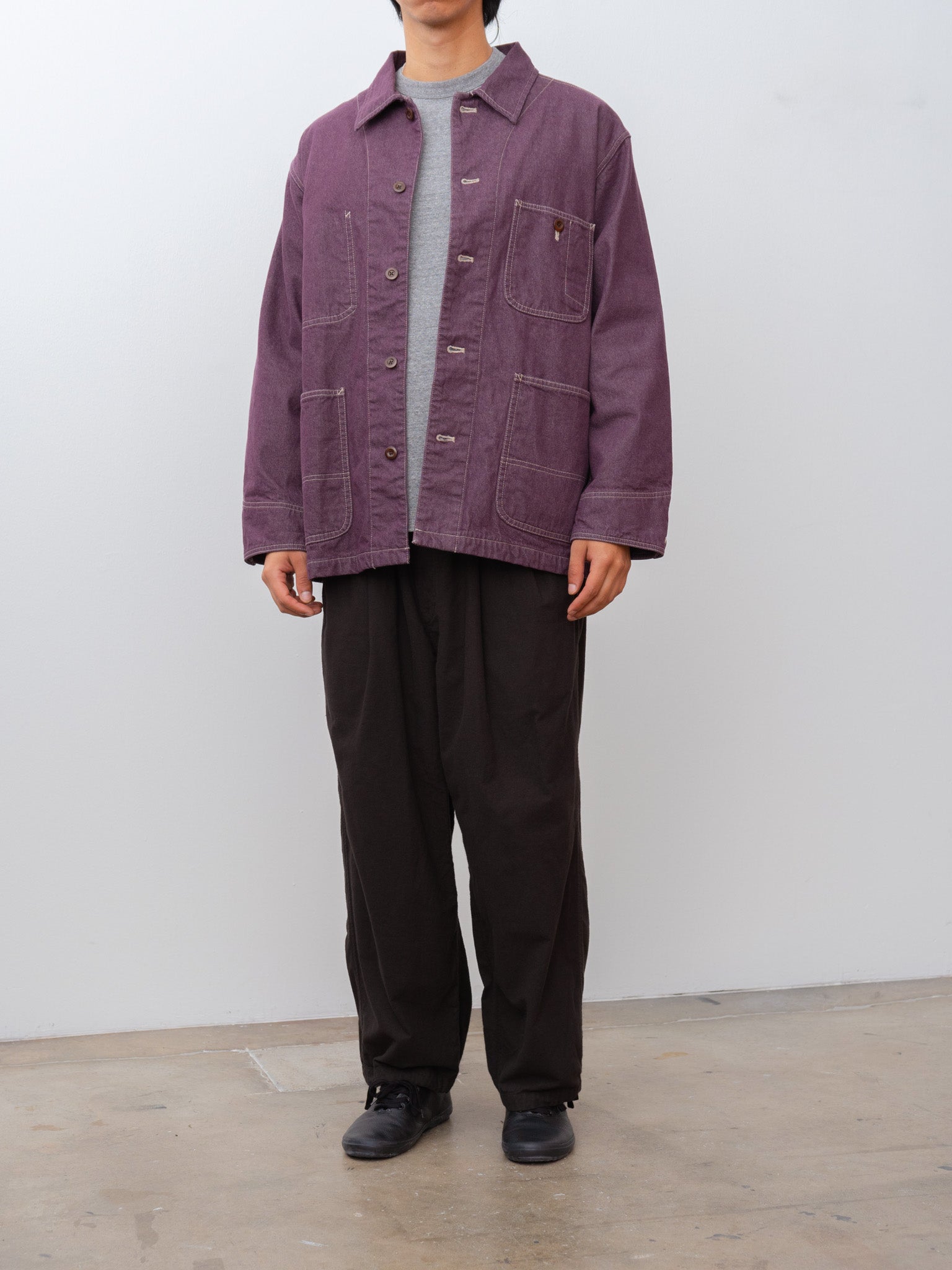 Namu Shop - ts(s) Bio Wash Color Denim Coverall Jacket - Purple
