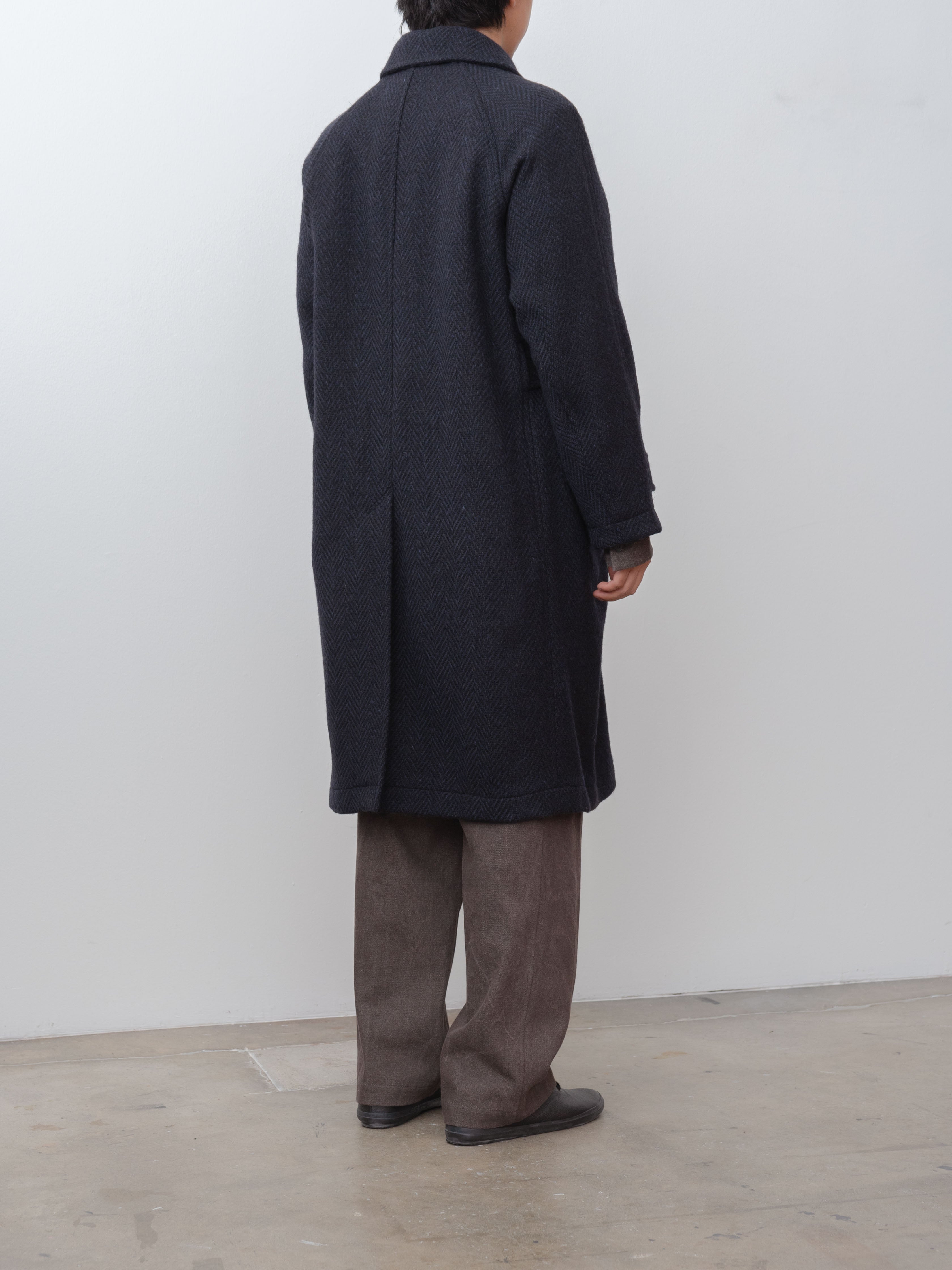 Namu Shop - Document Donegal Tweed Oversized Balmacaan Coat - Navy (restocked)