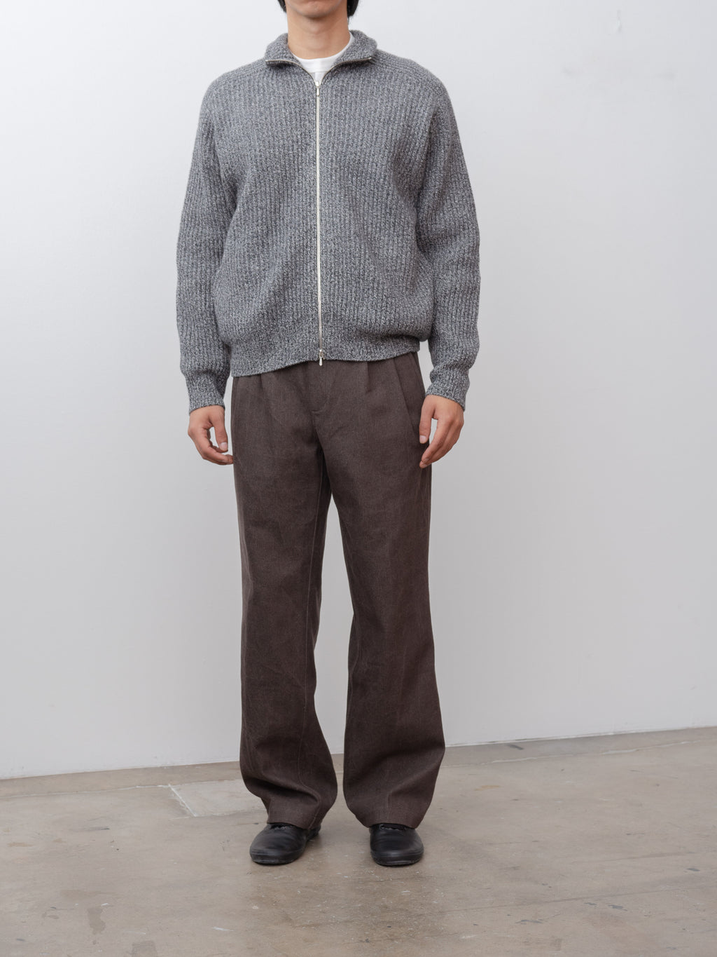 Namu Shop - Yleve Wool Cashmere Driver's Knit - Black Melange