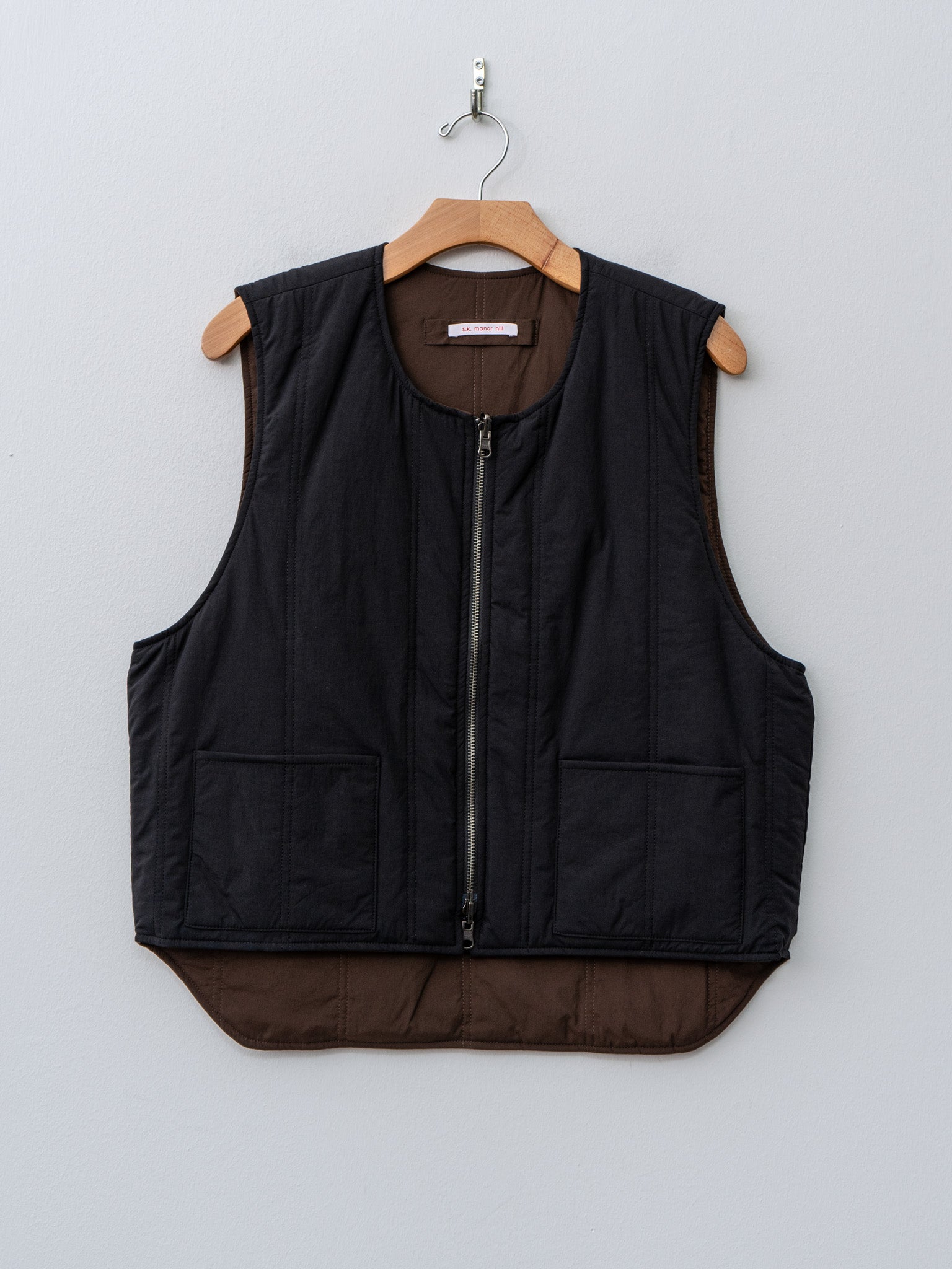 Namu Shop - S.K. Manor Hill Reversible Ada Vest - Black Brown Quilted Recycled Nylon