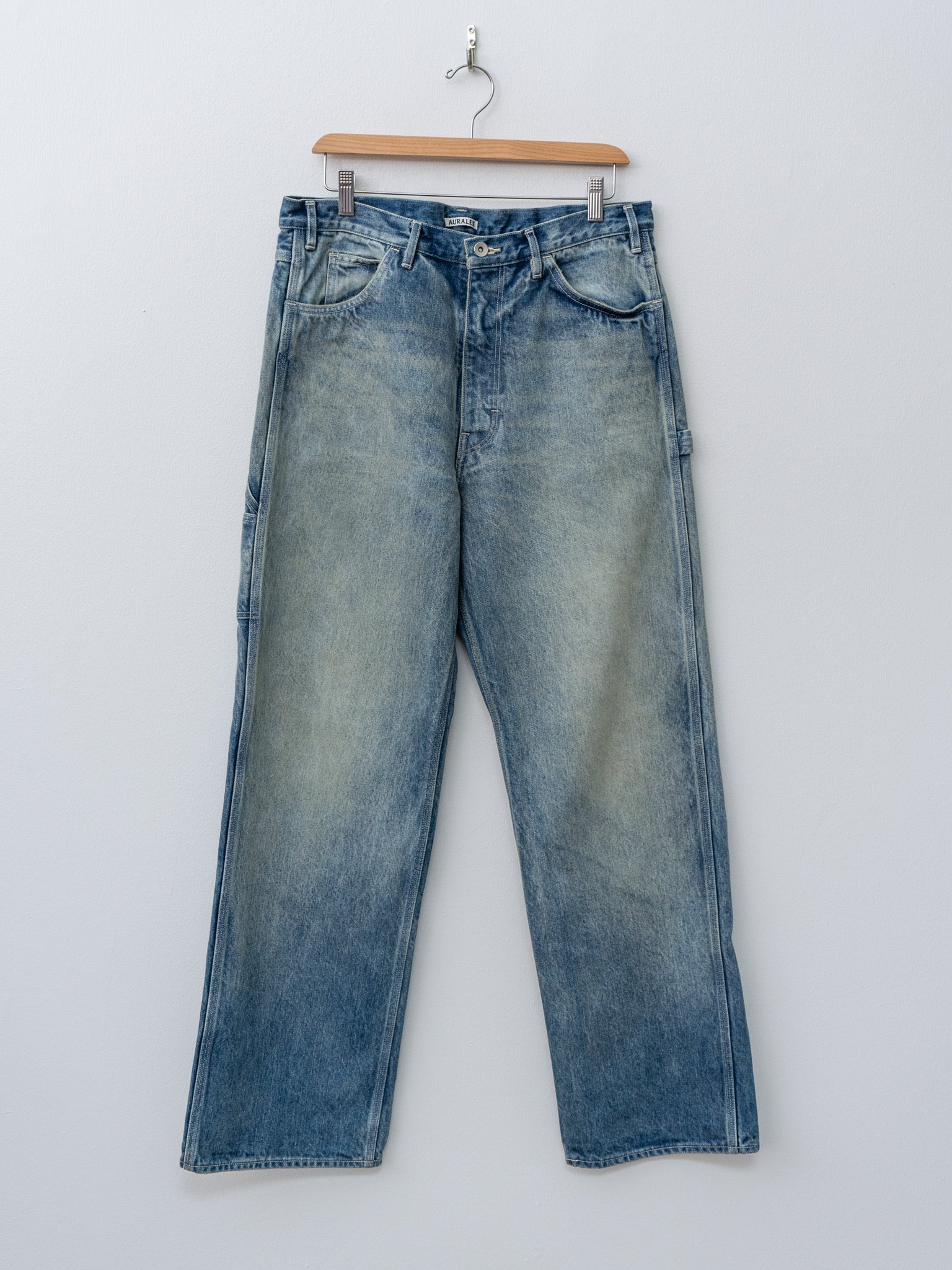 Namu Shop - Auralee Selvedge Faded Heavy Denim Painter Pants - Faded Indigo
