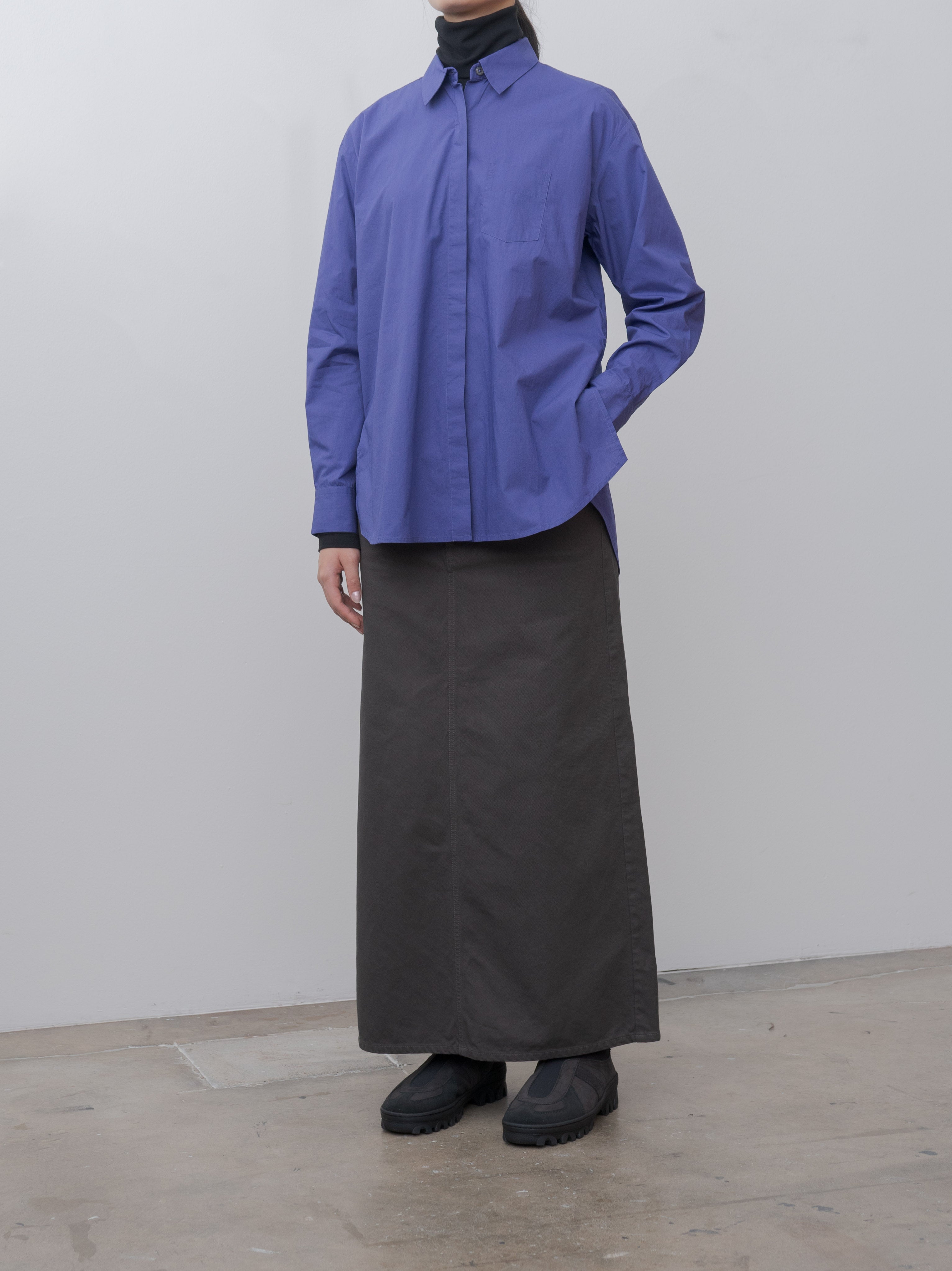 Namu Shop - Yleve Cotton Twill Garment Dye Skirt - Gray