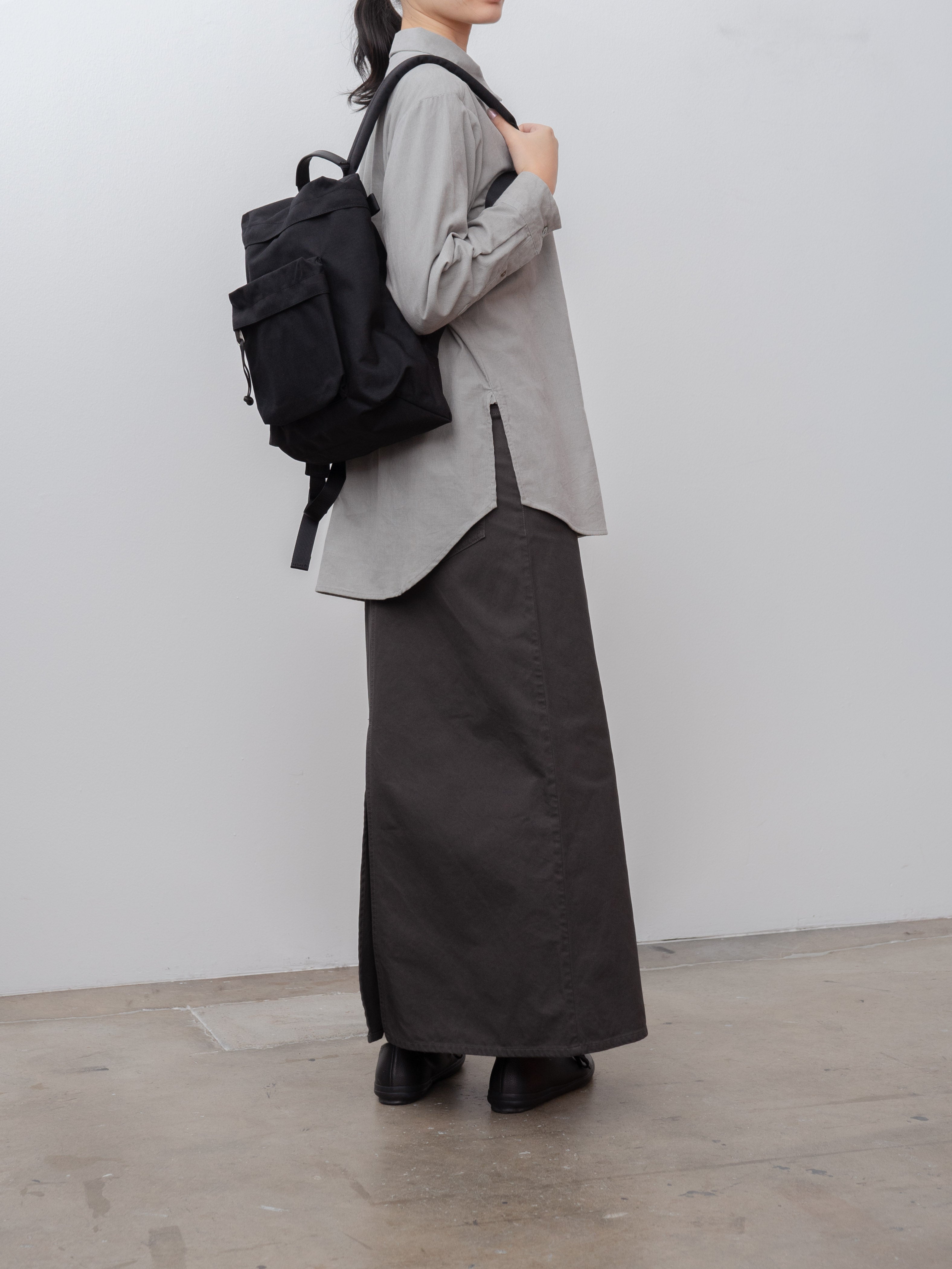 Namu Shop - Yleve Cotton Twill Garment Dye Skirt - Gray