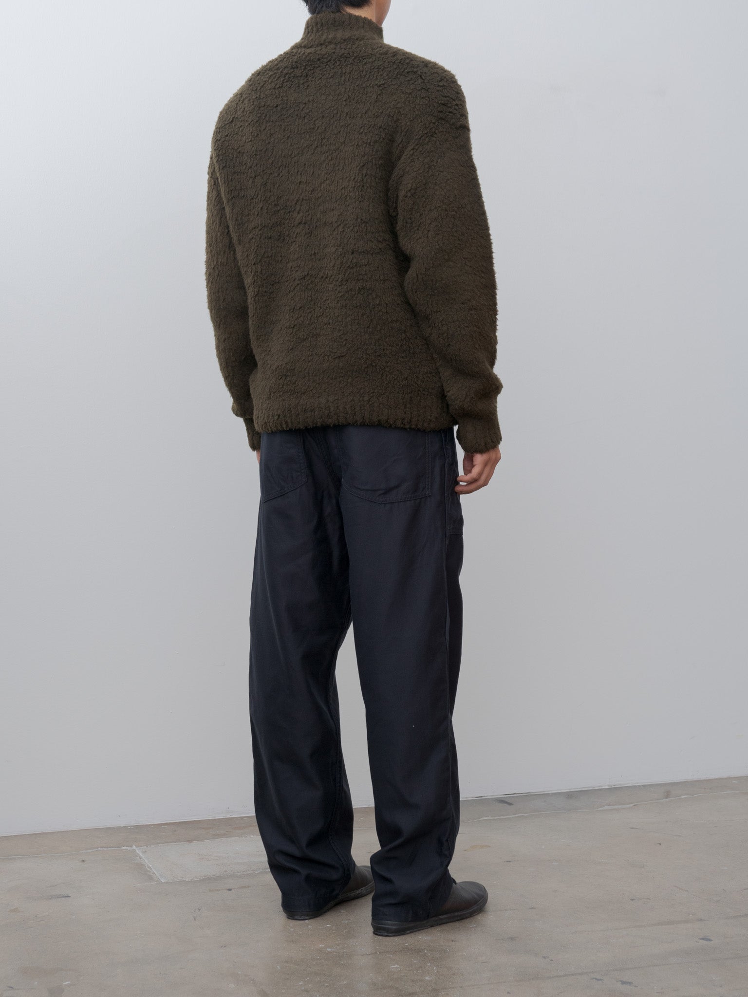 Namu Shop - Auralee Merino Wool Boa Knit Half Zip P/O - Dark Brown