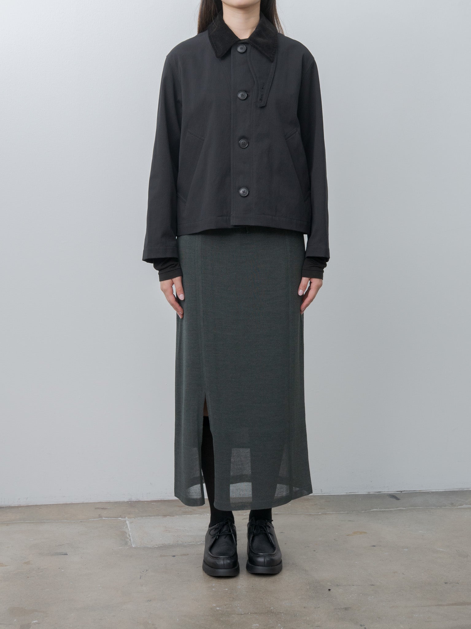 Namu Shop - Aton Wool Cover Straight Skirt - Green