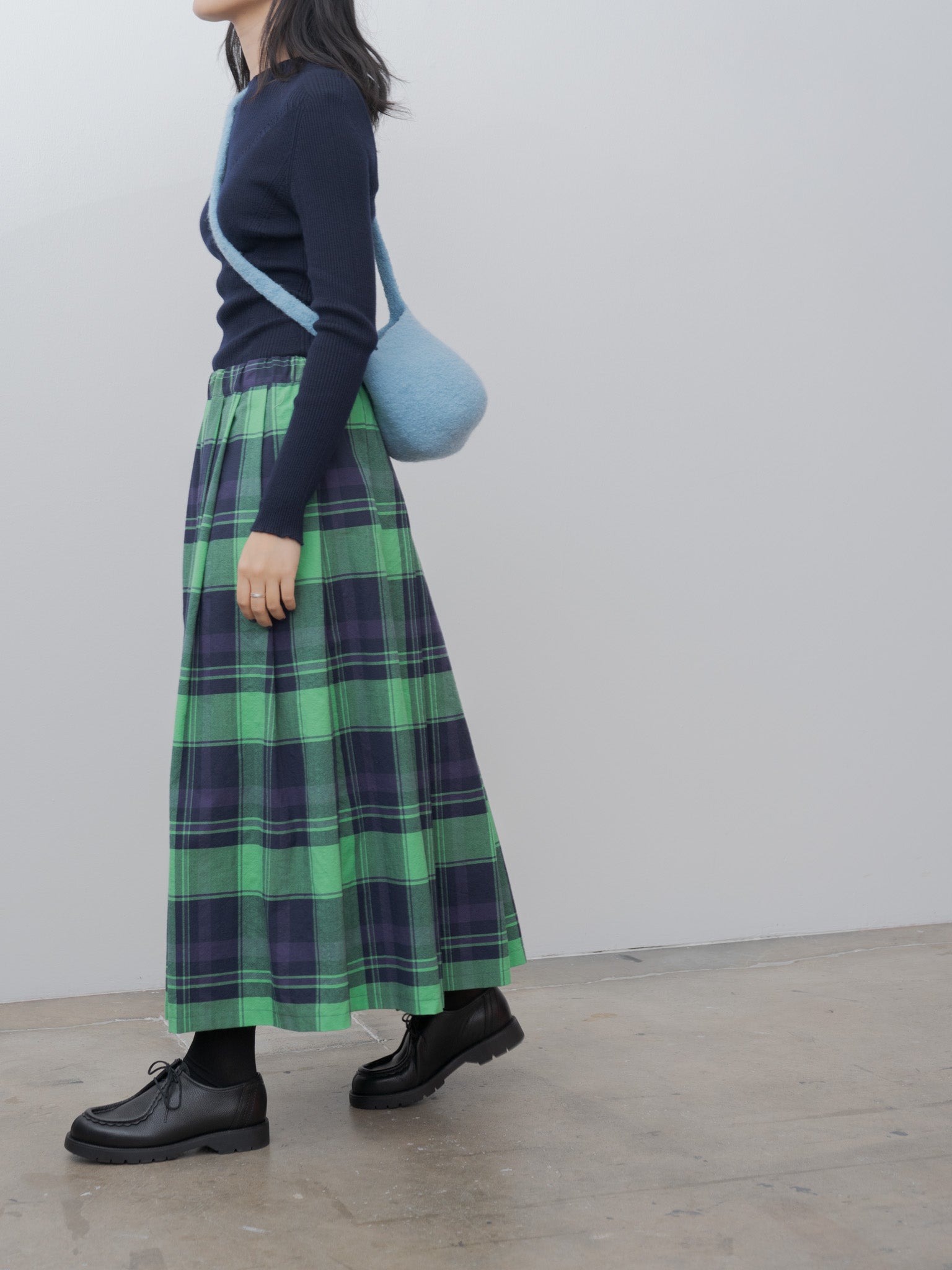 Namu Shop - Veritecoeur Tuck Skirt - Green Check