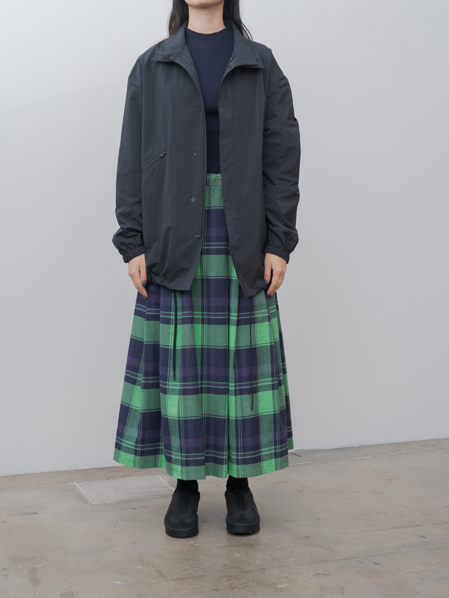 Namu Shop - Veritecoeur Tuck Skirt - Green Check