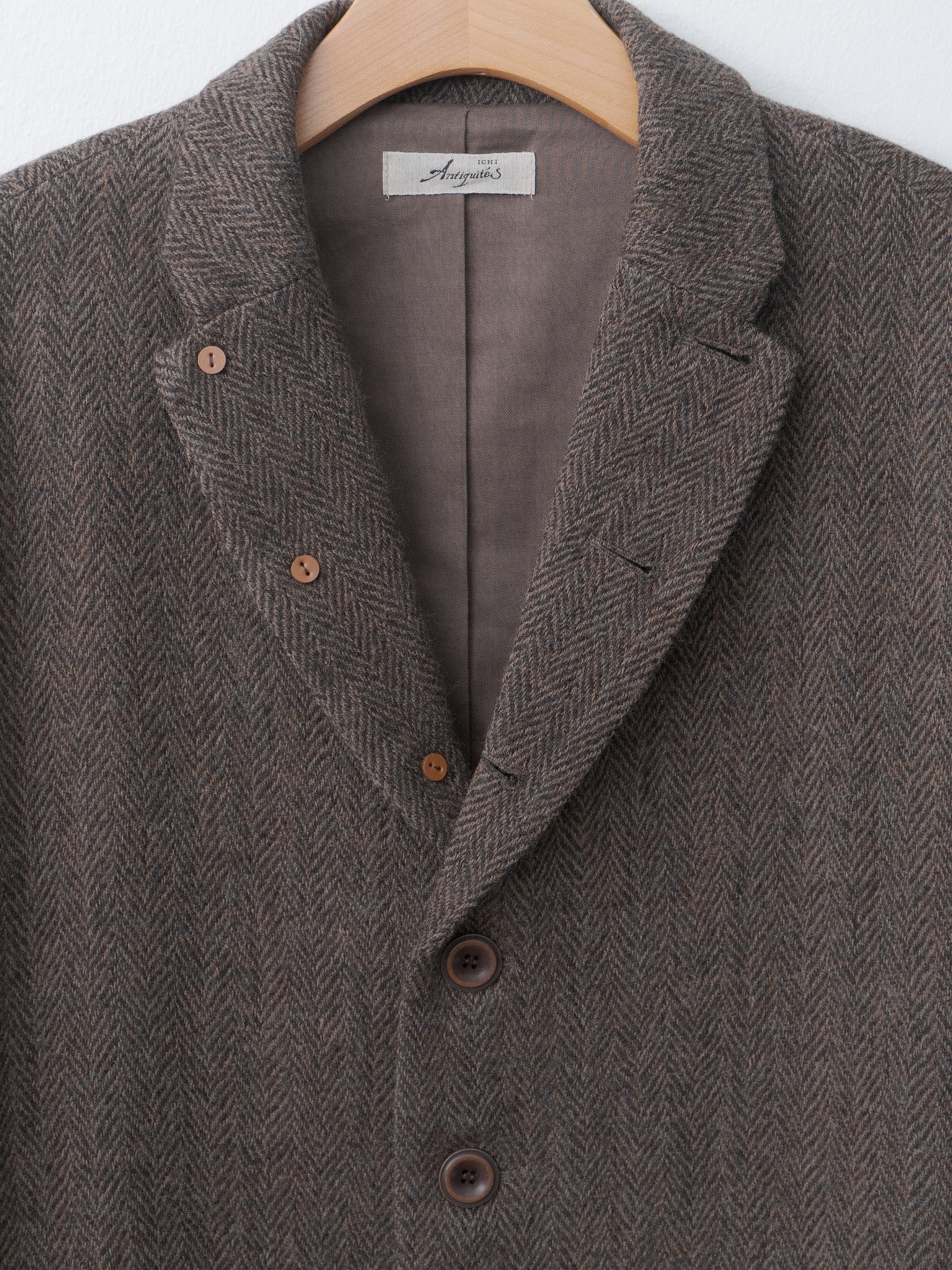 Namu Shop - Ichi Antiquites Herringbone Coat - Brown