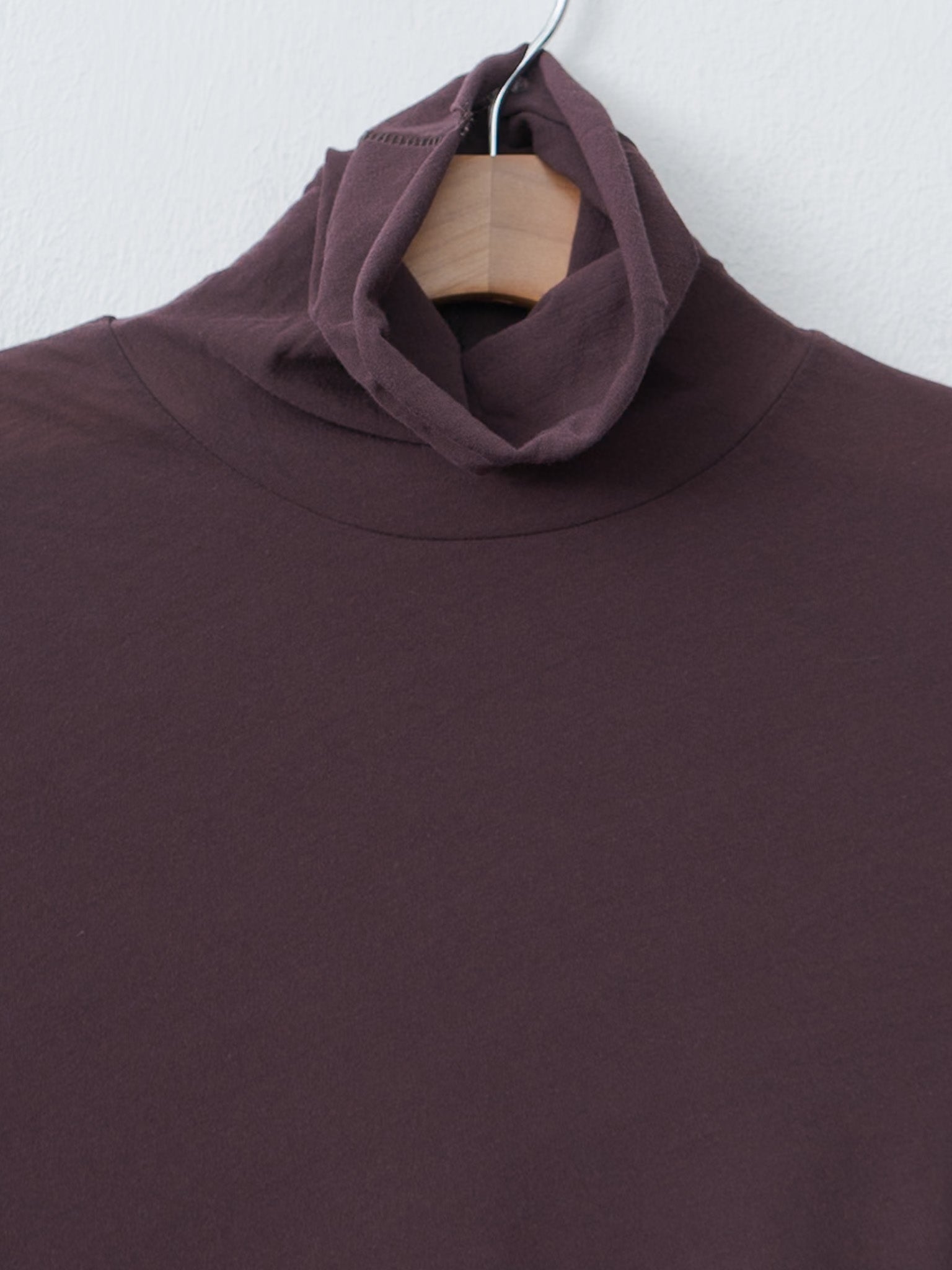 Namu Shop - Unfil High Twist Cotton Sheer Jersey Turtleneck Tee - Dark Brown