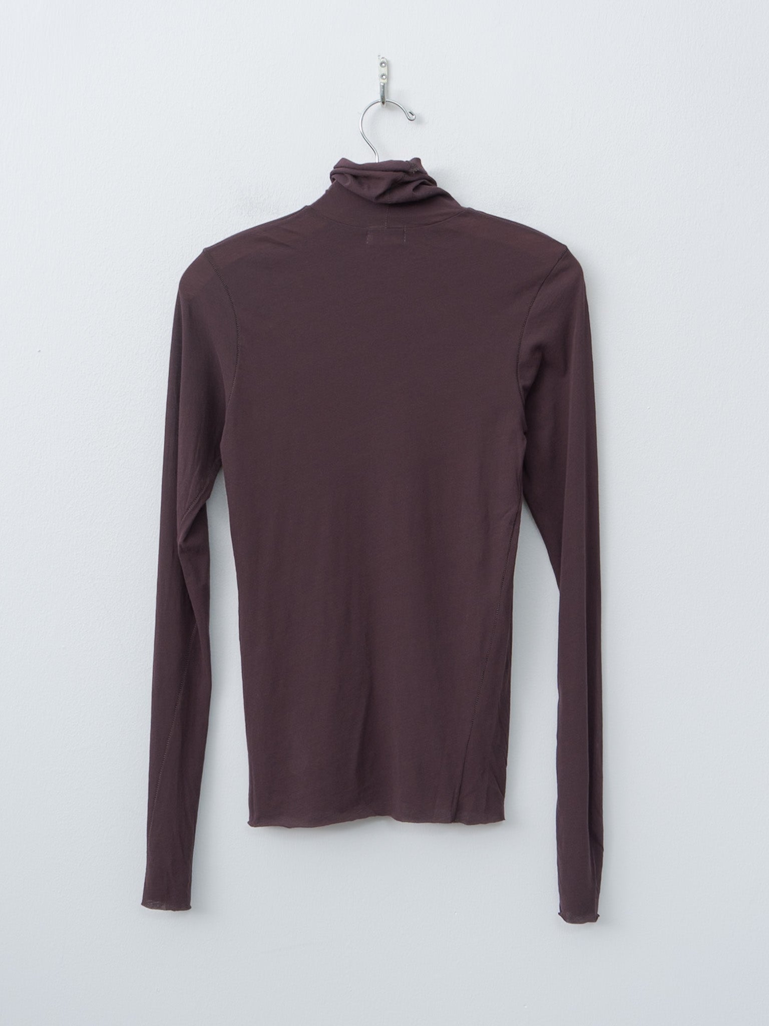 Namu Shop - Unfil High Twist Cotton Sheer Jersey Turtleneck Tee - Dark Brown