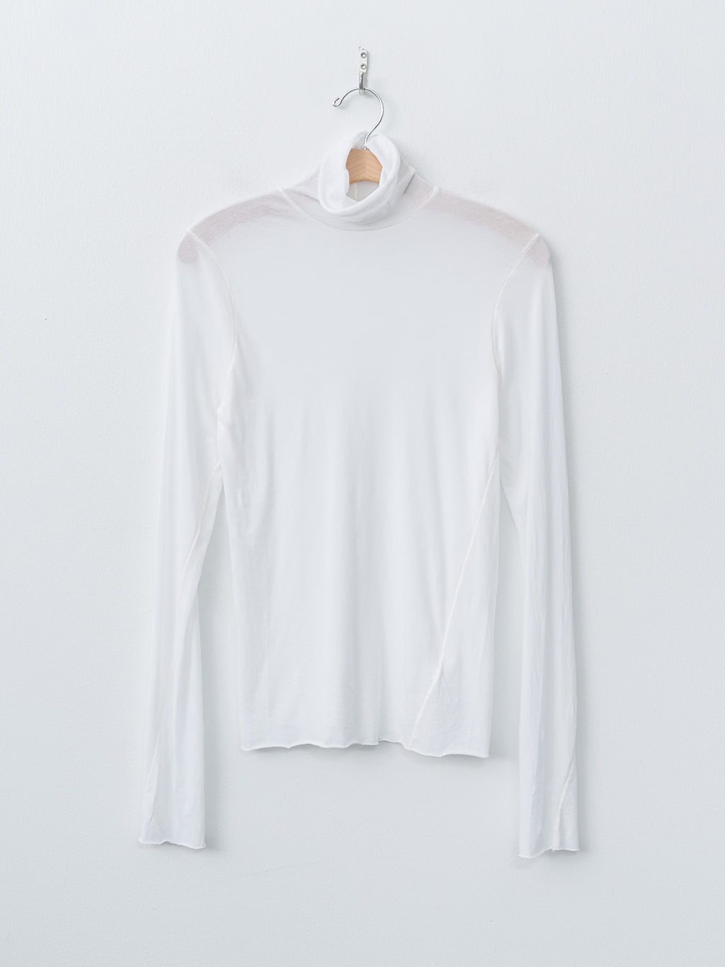 Namu Shop - Unfil High Twist Cotton Sheer Jersey Turtleneck Tee - Off White