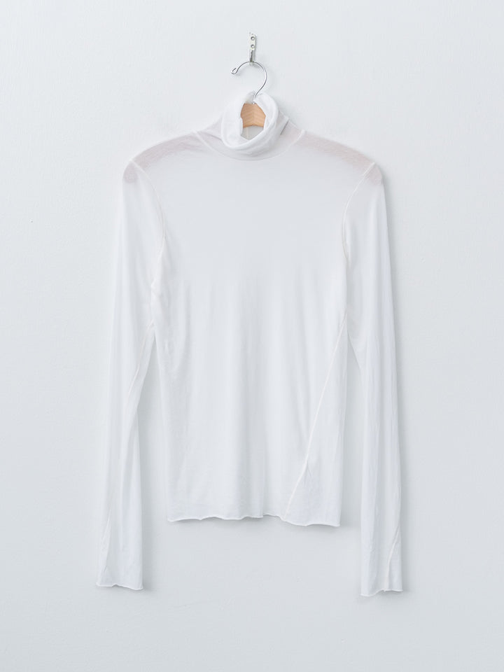 Namu Shop - Unfil High Twist Cotton Sheer Jersey Turtleneck Tee - Off White