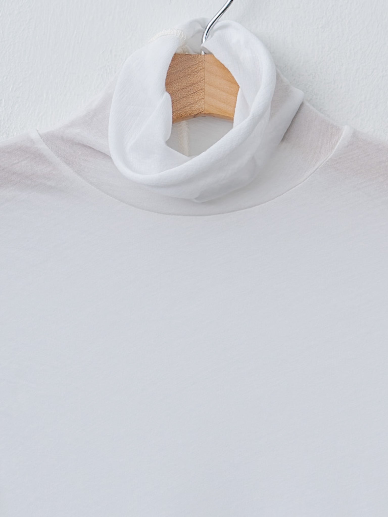 Namu Shop - Unfil High Twist Cotton Sheer Jersey Turtleneck Tee - Off White