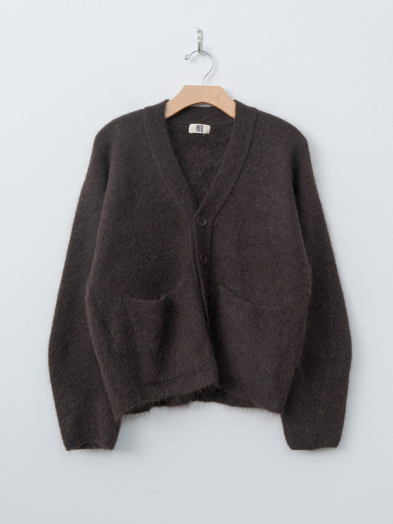 Namu Shop - Unfil Stretch Superkid Mohair Cardigan - Dark Brown