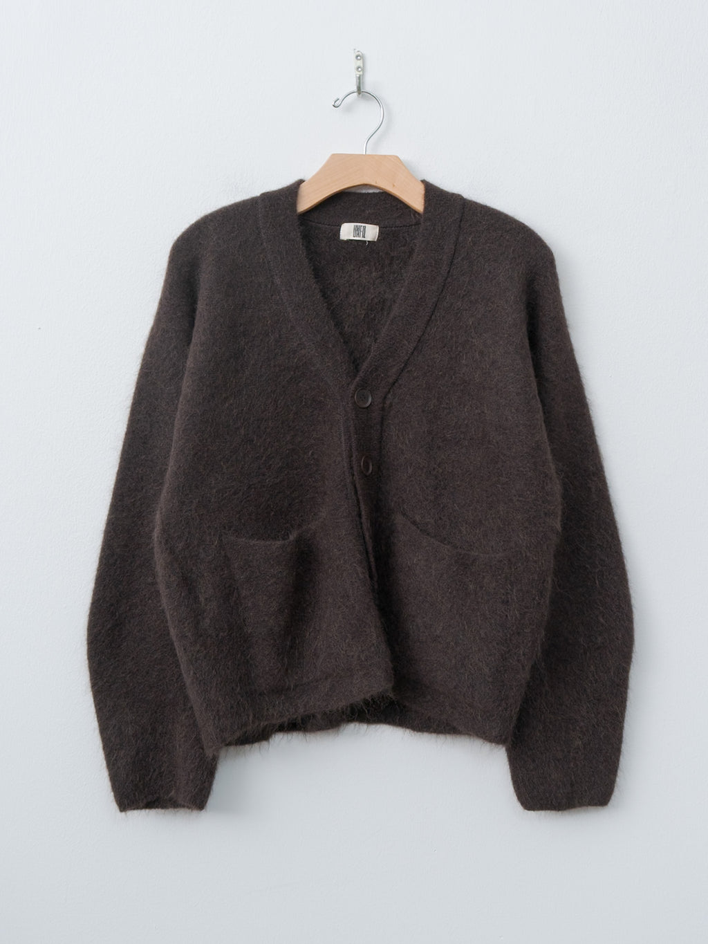 Namu Shop - Unfil Stretch Superkid Mohair Cardigan - Dark Brown