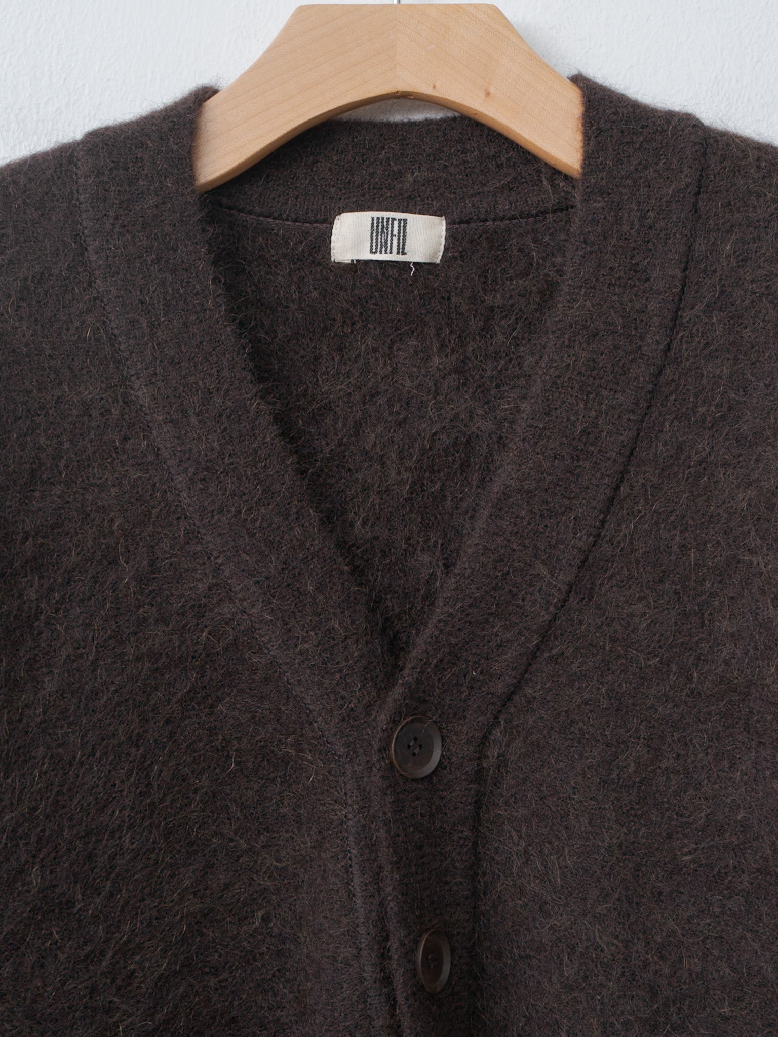 Namu Shop - Unfil Stretch Superkid Mohair Cardigan - Dark Brown