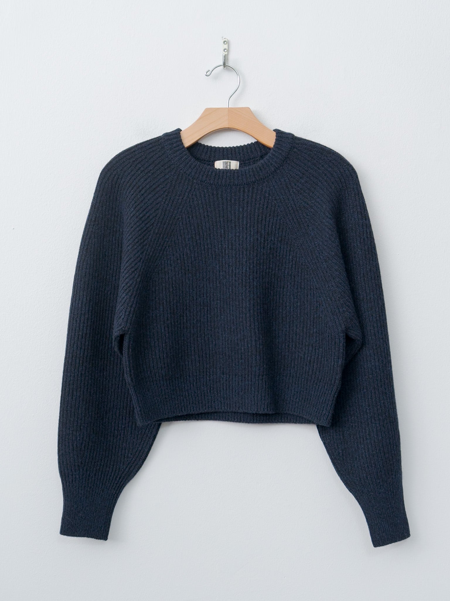 Namu Shop - Unfil Woolen Cotton & Fine Lambswool Ribbed P/O - Black Navy