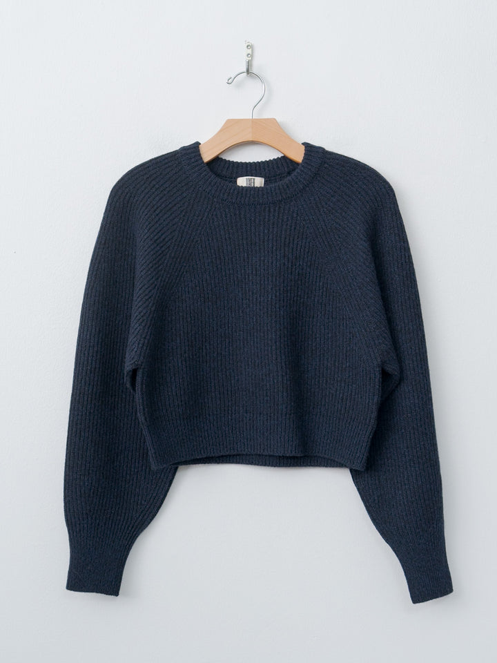 Namu Shop - Unfil Woolen Cotton & Fine Lambswool Ribbed P/O - Black Navy